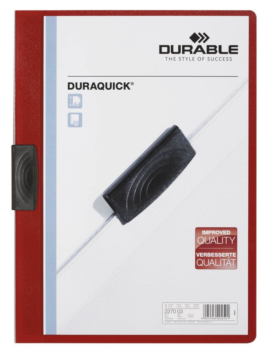 Rackhams Red Duraquick 20 Sheet Document Clip File Folder | 20 Pack | A4