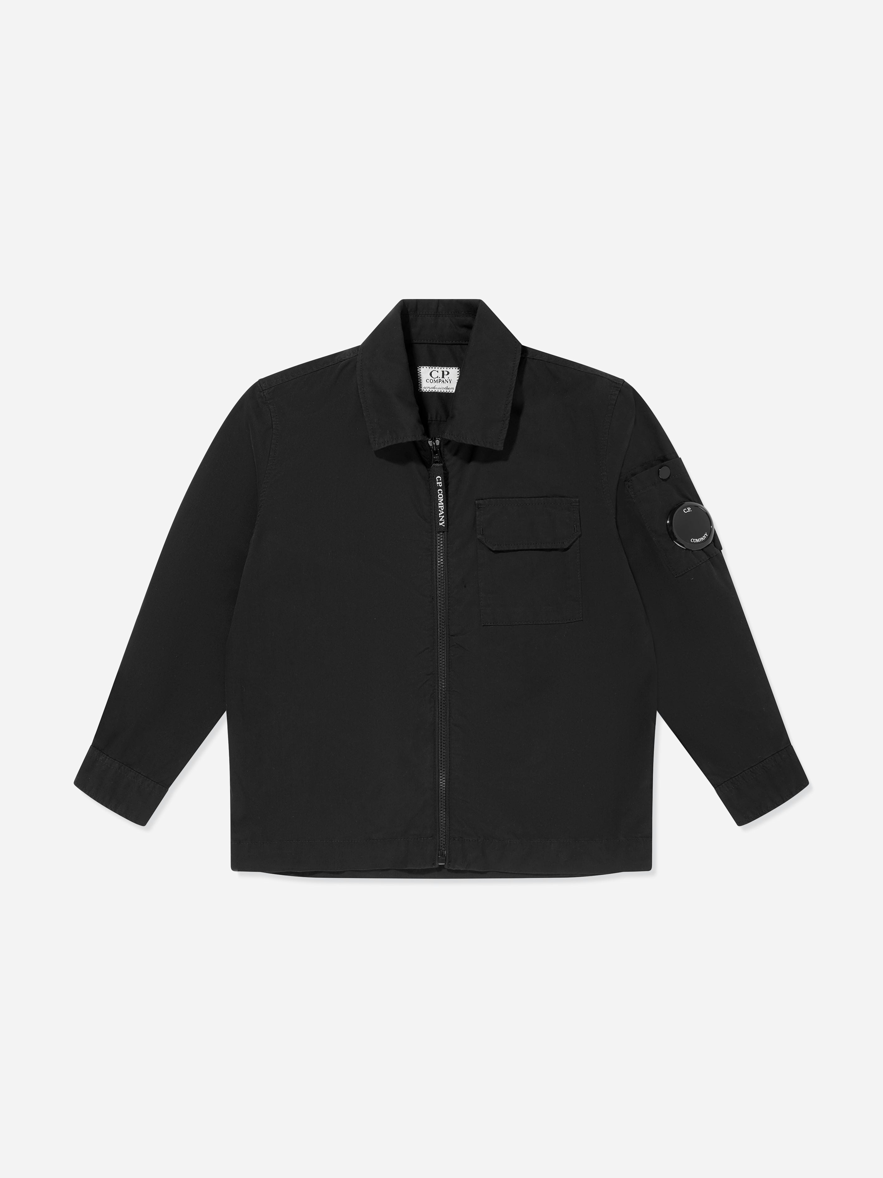 C.p. Company Boys Black Cotton Pocket Shirt In - 8 Yrs