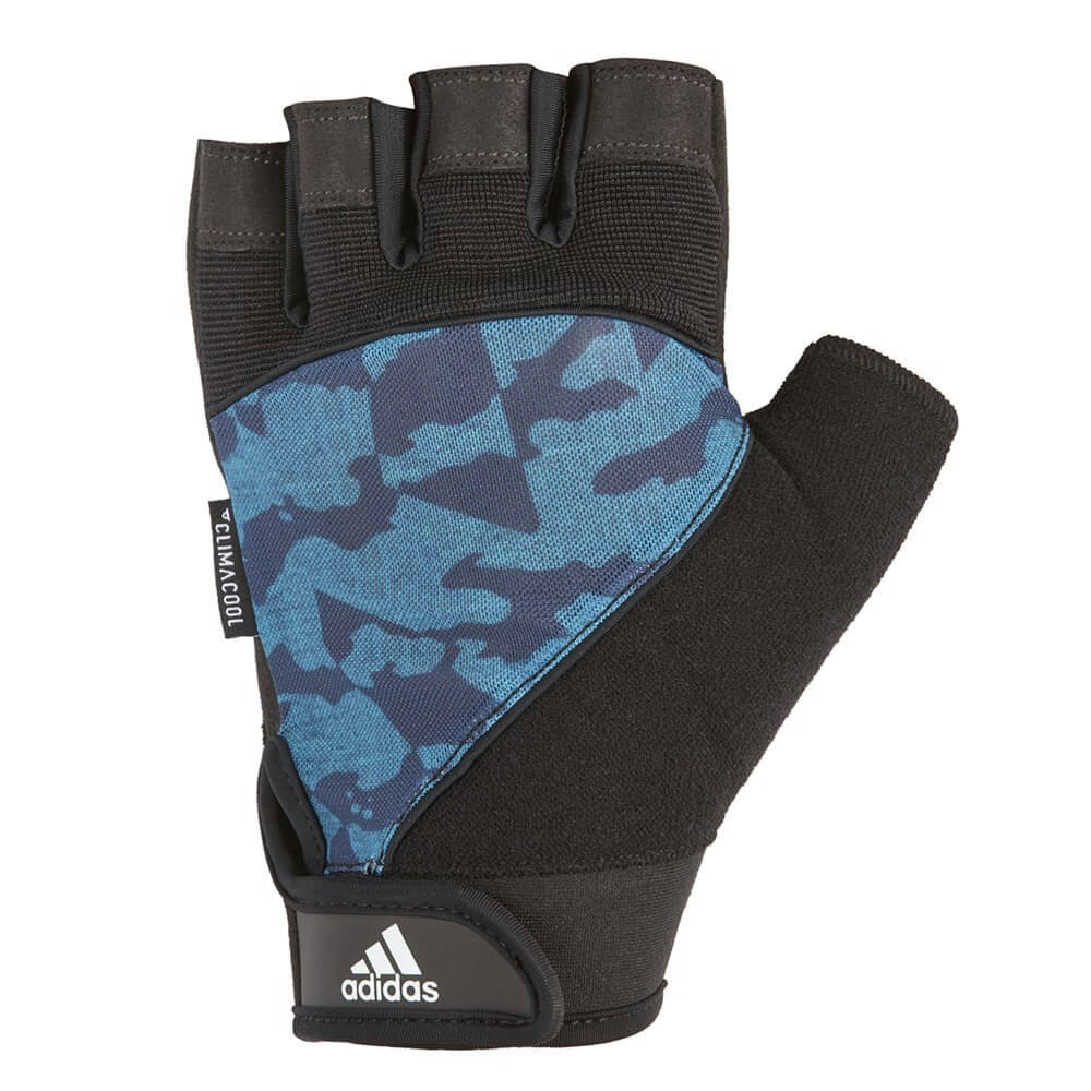 Adidas Blue Half Finger Performance Gloves - Xl - Camo