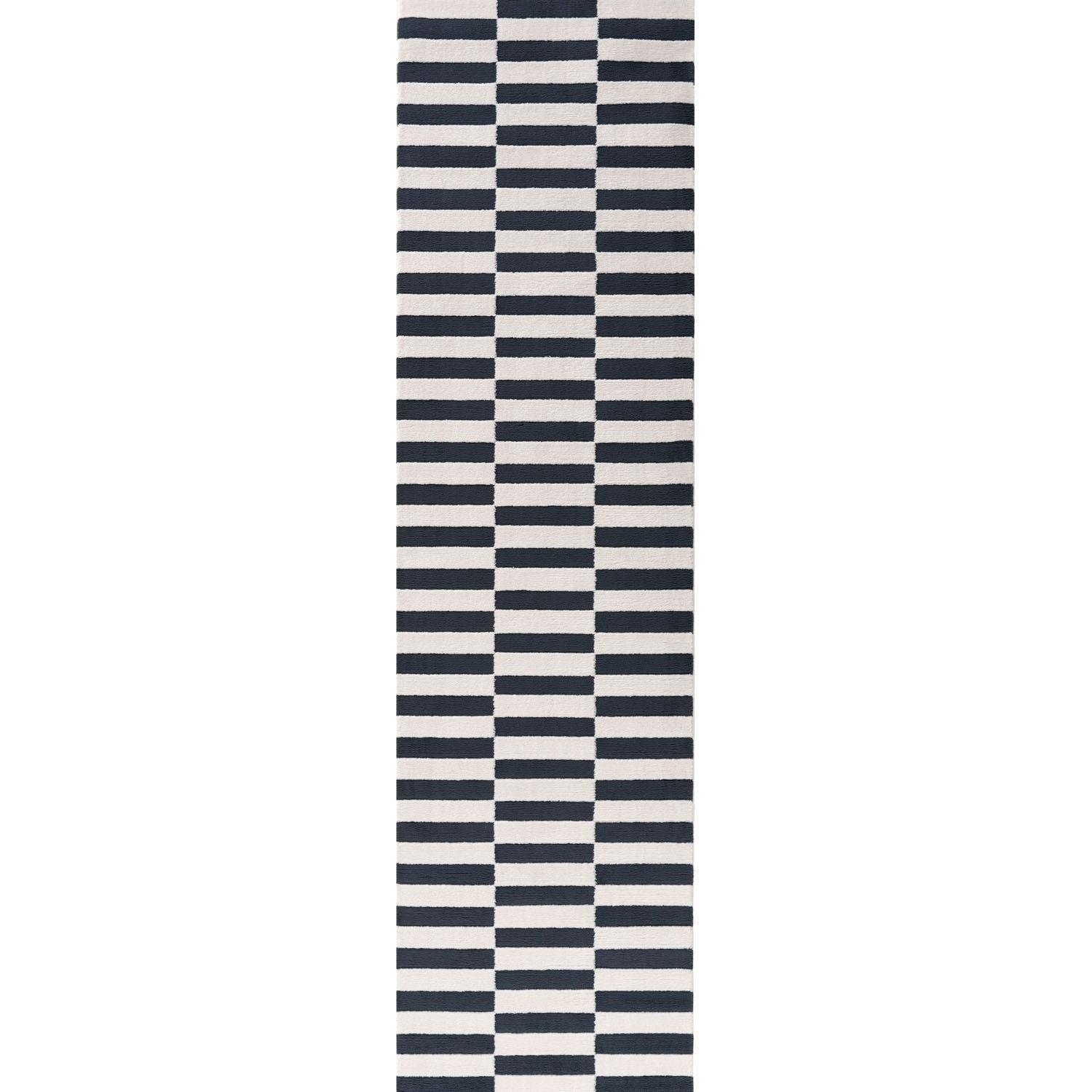 Rackhams Blue Loft Striped Rug - 80X300 Cm