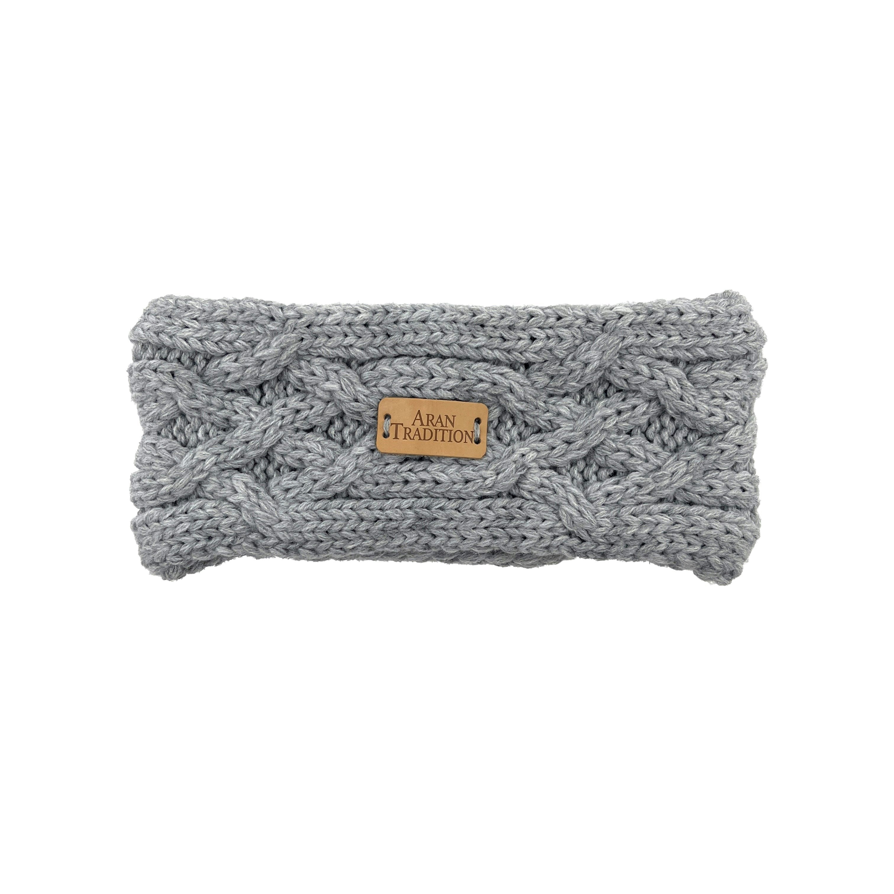 Aran Traditions Silver/Grey Aran Cable Knit Headband