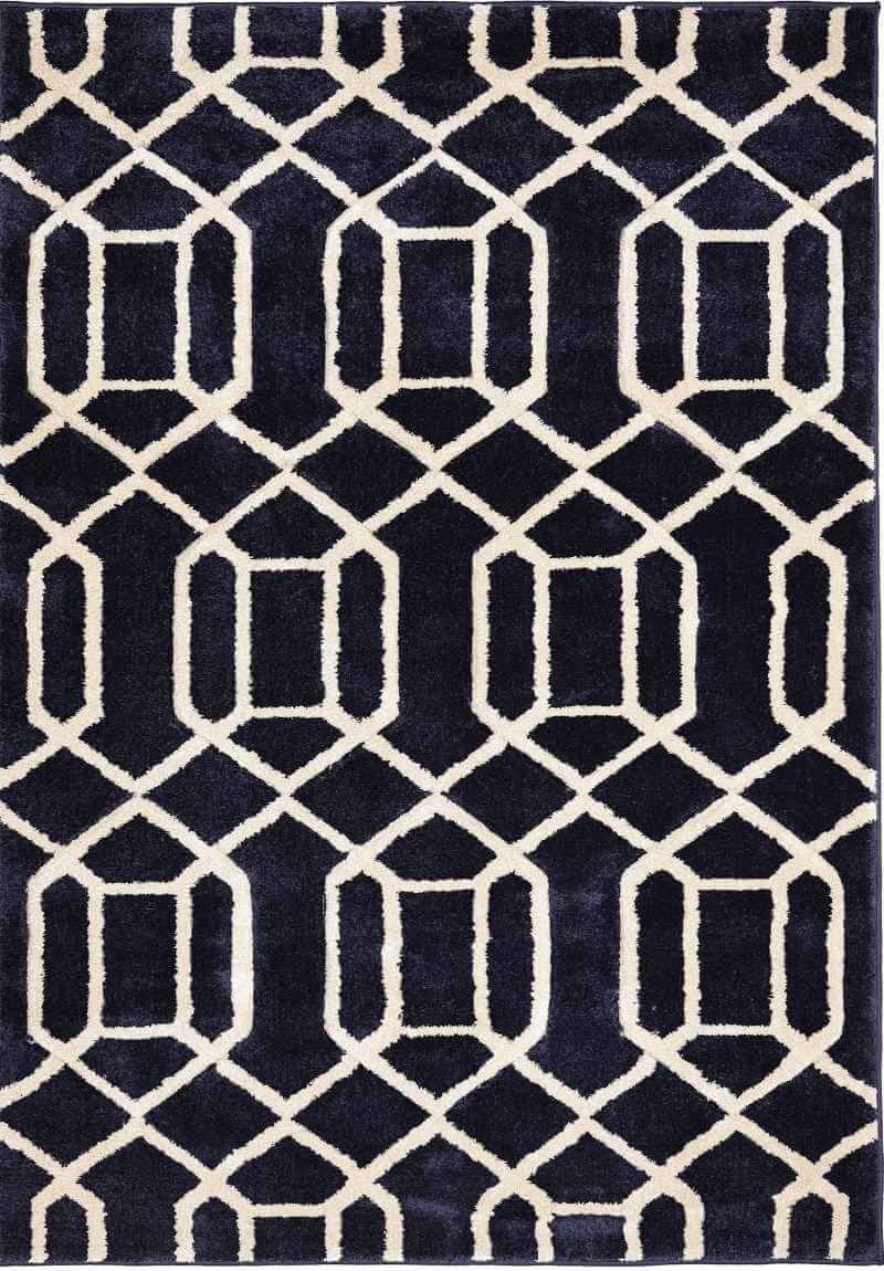 The Rugs Blue Newport Lattice Rug – Geometric - 80X150 Cm