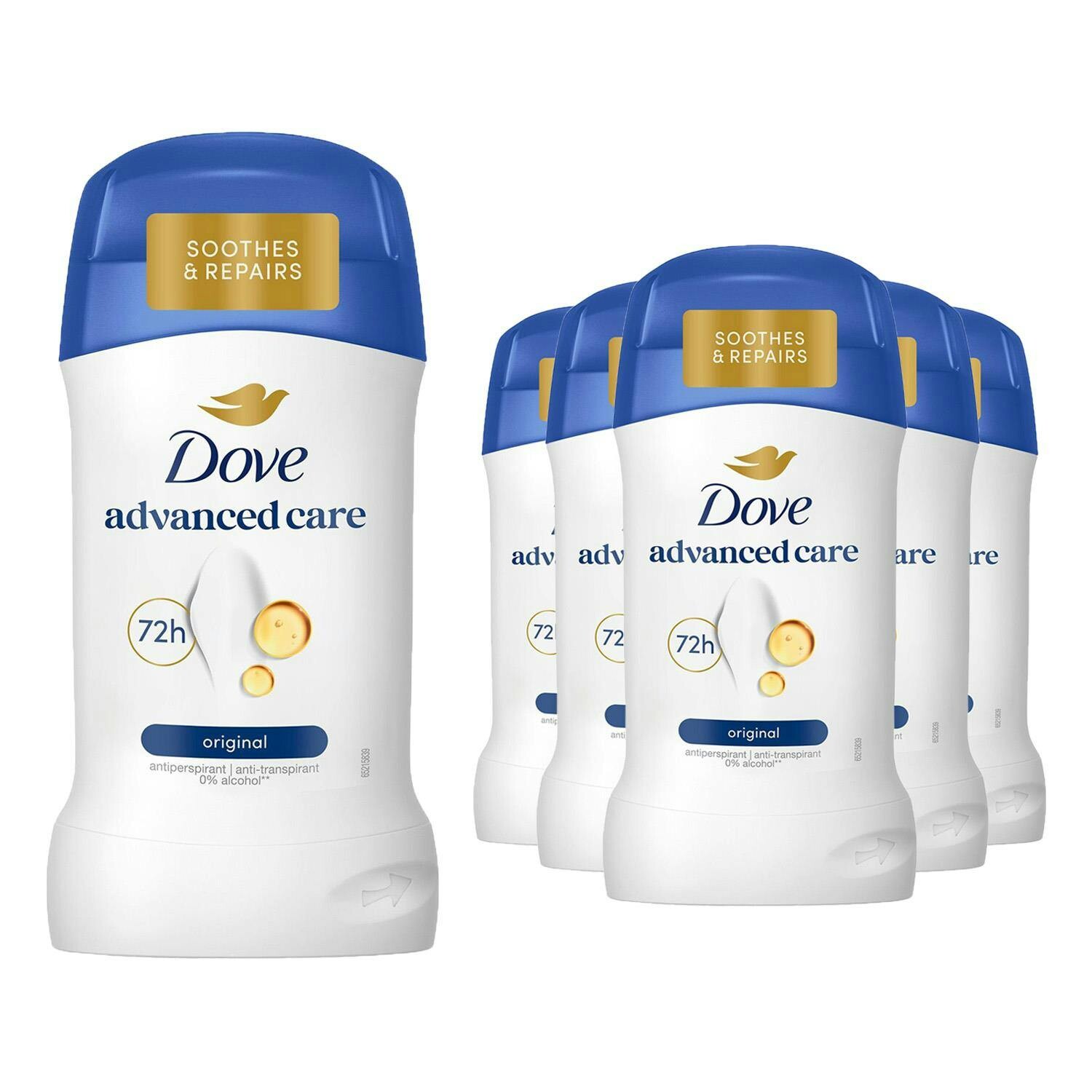 Dove Original Anti-Perspirant Deo Stick 50Ml 6 Pack, 72H Sweat Protection