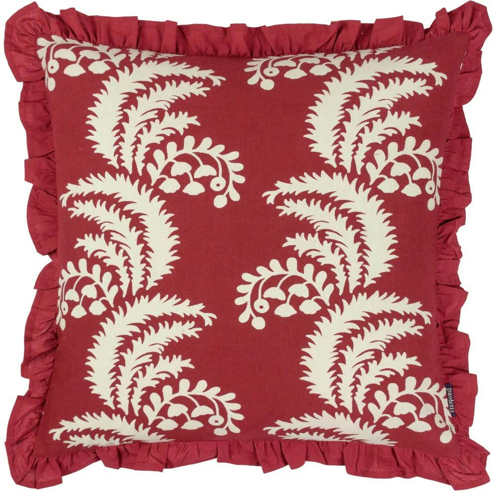 Paoletti Montrose Pleated Floral Cushion Cover - Redcurrant - 50Cm X 50Cm - Redcurrant - 100% Cotton