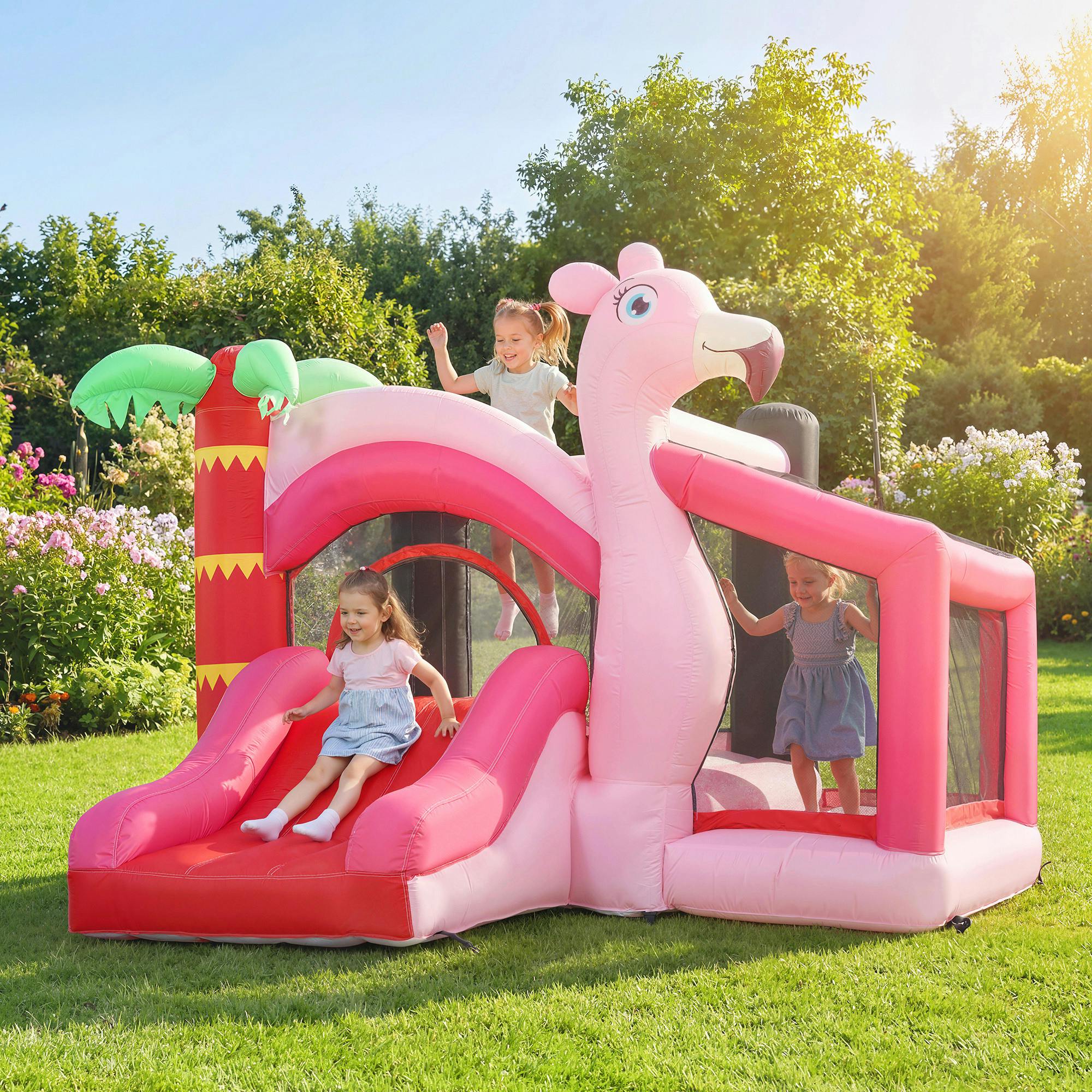Aiyaplay Pink 346-025V70pk Bouncy Castle For Kids With Slide, Ball Pit And Basketball Hoop, 4-In-1 Jumping Bounce House With Blower For Indoor Outdoor Garden Party, - Image 2