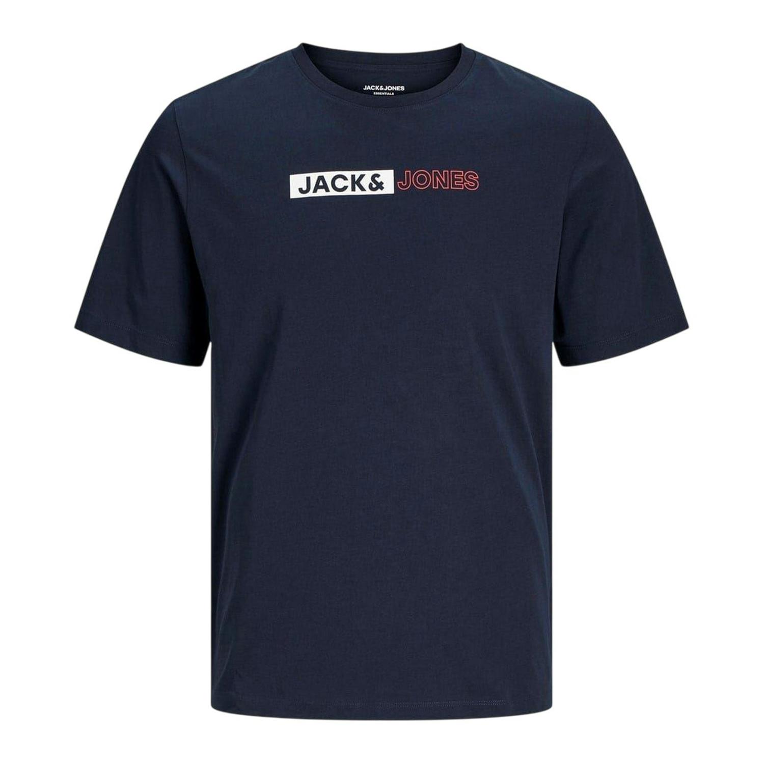 Jack And Jones Men's Cropped Logo Cotton Plus T-Shirt - Navy Blazer - Xxl - Navy Blazer - 100% Cotton