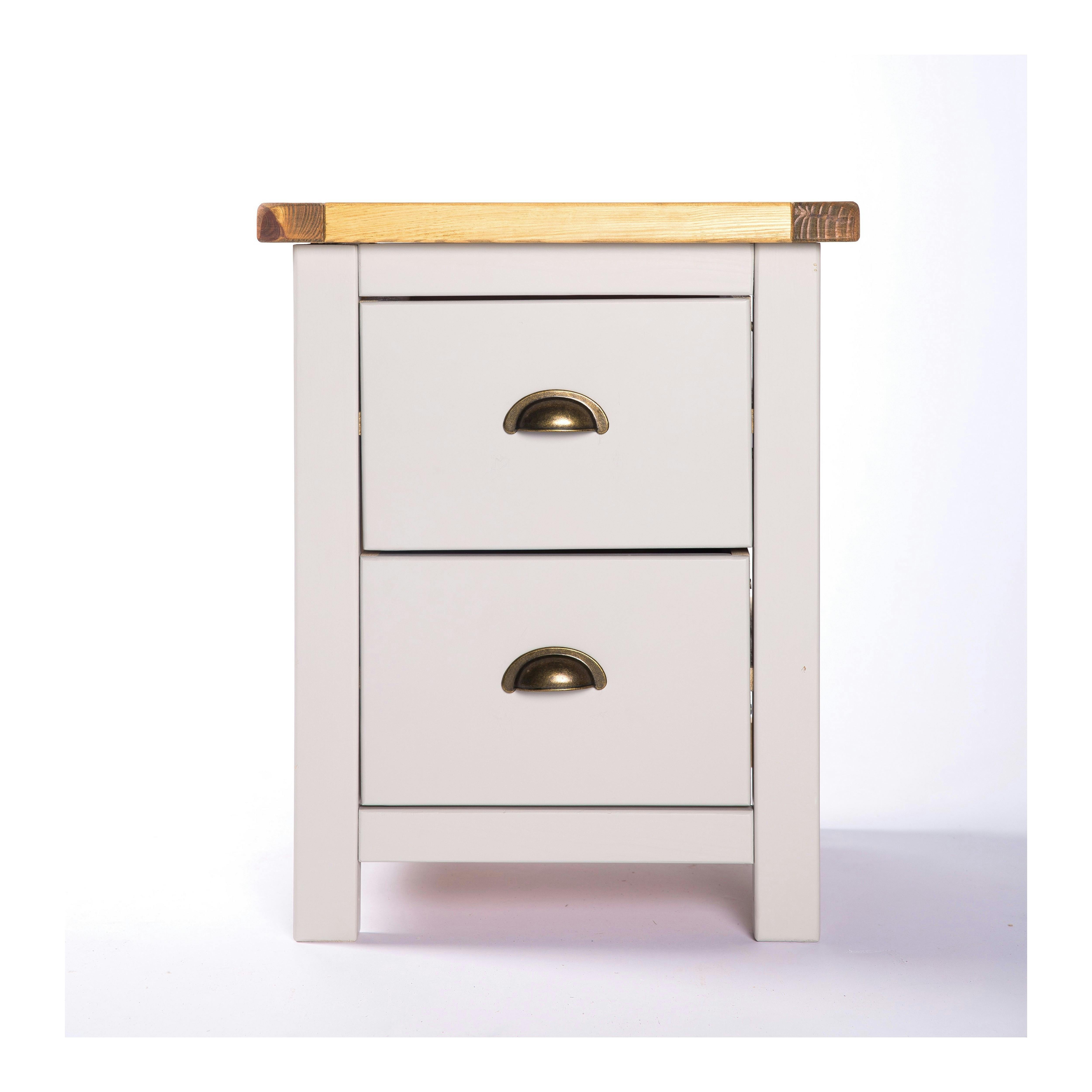 Cabinet Bits Argenta 2 Drawer Bedside Brass Cup Handle - Light Grey - Image 3
