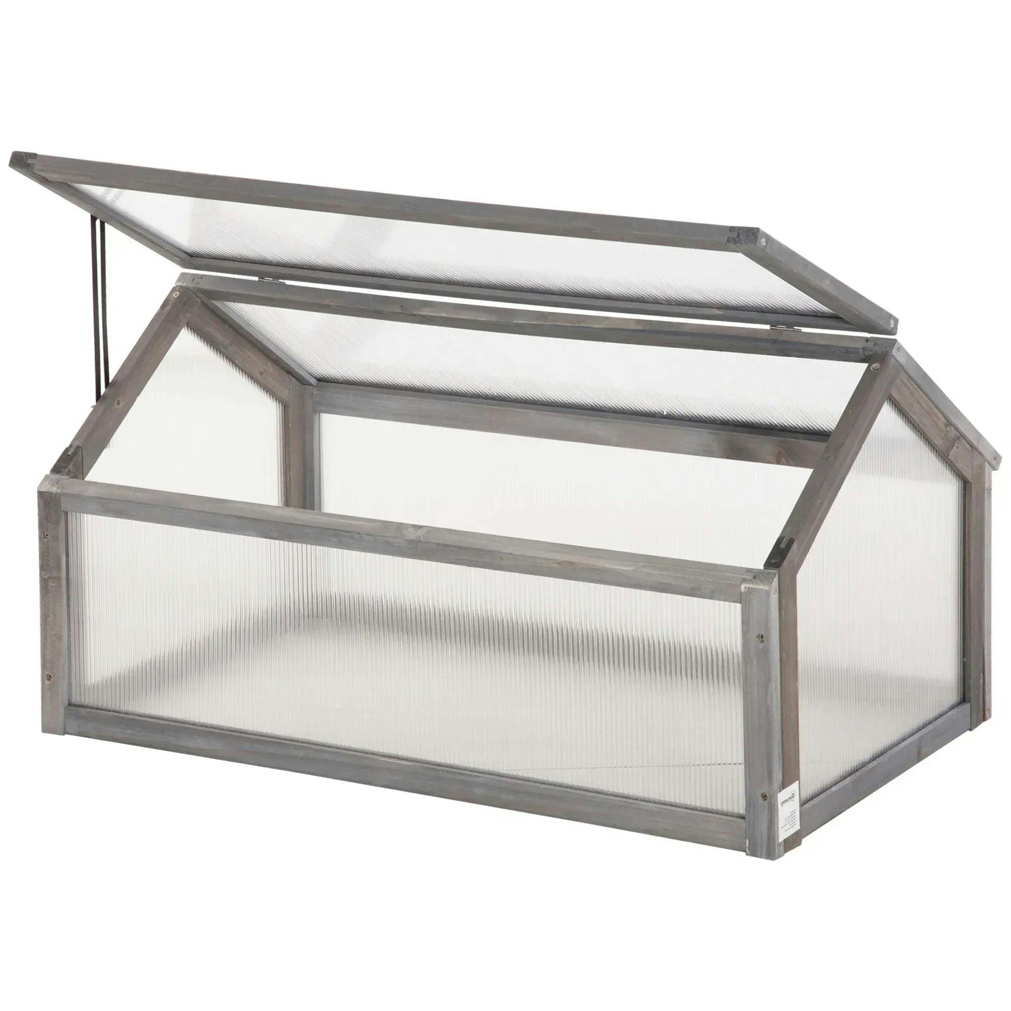 Rackhams Grey Wooden Cold Frame Greenhouse Garden Polycarbonate Grow House, - Image 6