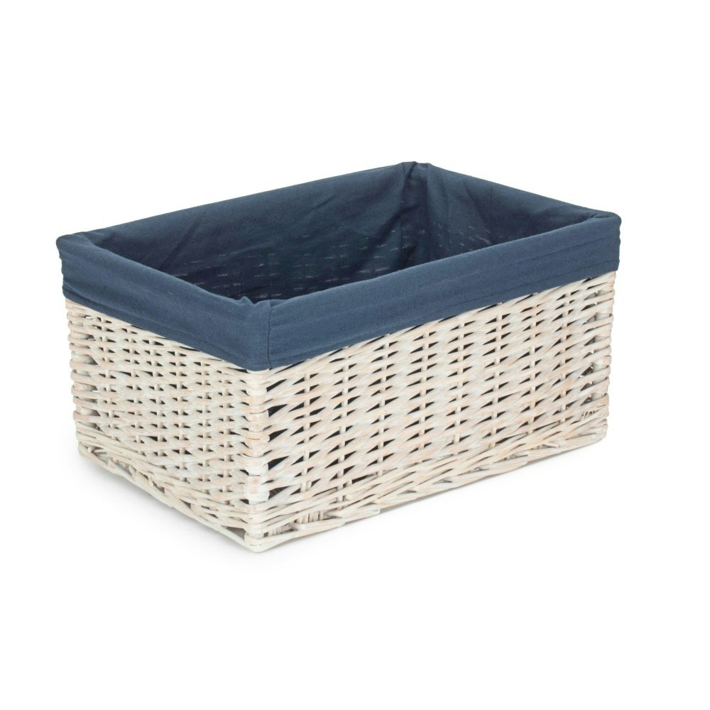 Red Hamper Red/White Hamper Wash Navy Lined Open Storage Basket - Small