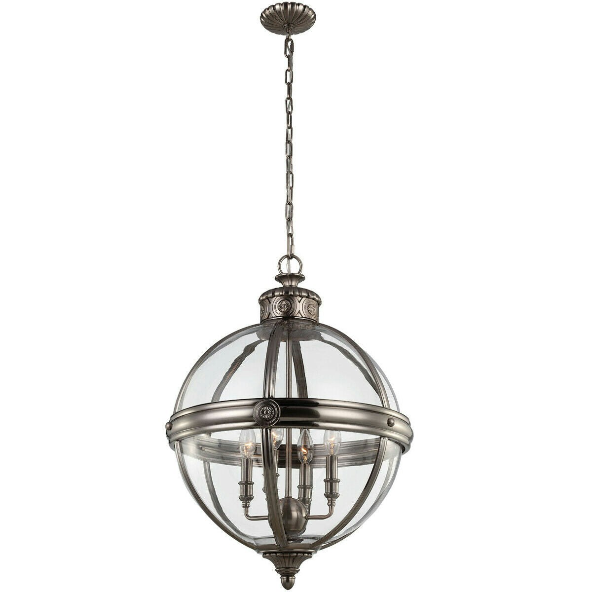 Rackhams Light Bulb Chandelier Hanging Pendant Antique Nickel Led E14 60W Bulb Size 4