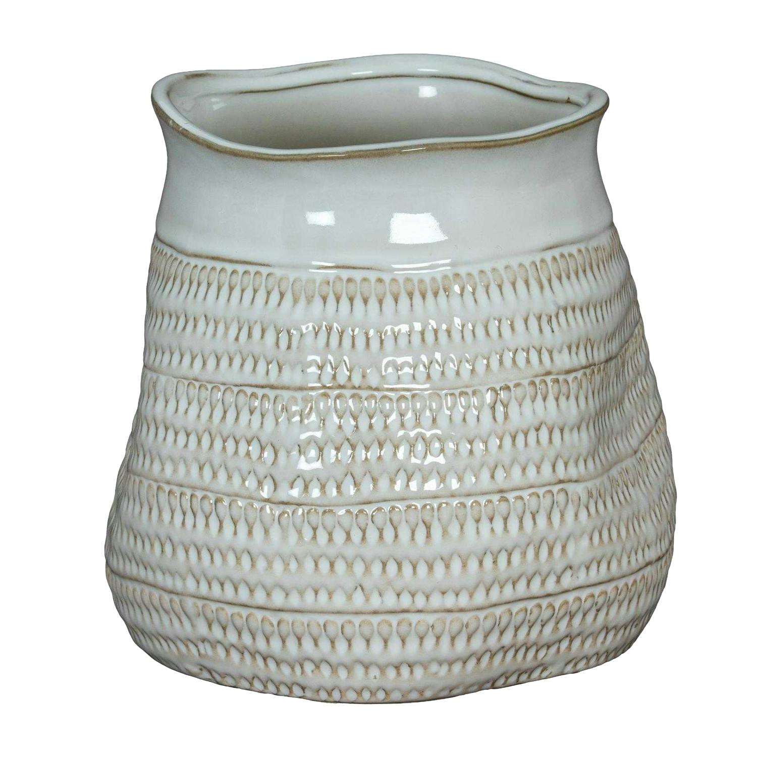 Hill Interiors White Tava Hewn Wide Vase - One Size - 100% Mixed