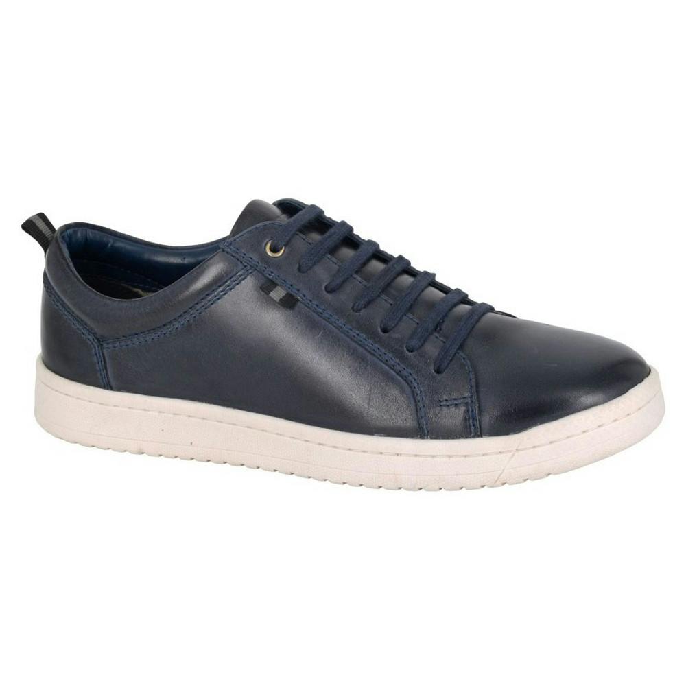 Roamers Men's Leather Trainers - Navy - 8 Uk - Navy - 100% Mixed
