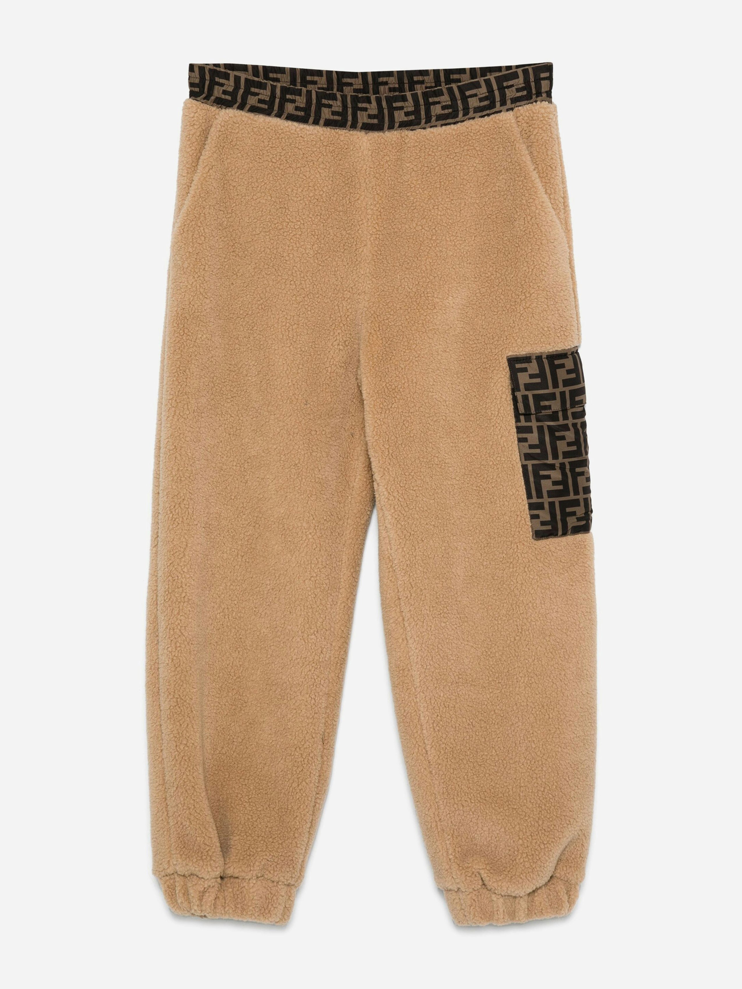 Fendi Kids Unisex Kids Beige Teddy Joggers In - 10 Yrs