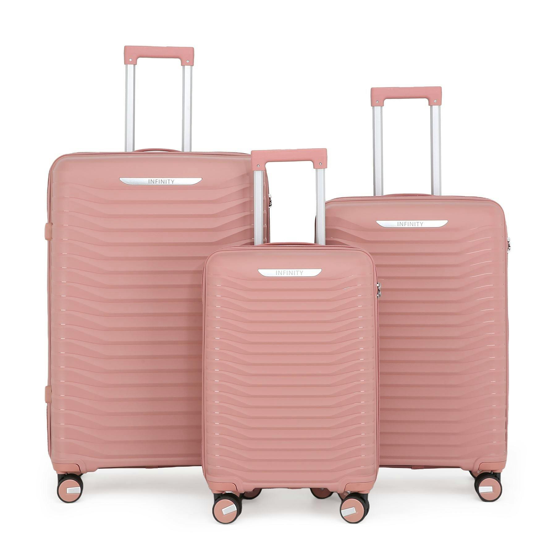 Infinity Luggage Pink Hard Shell Suitcase Cabin Tsa Luggage Travel Set - Set Of 3