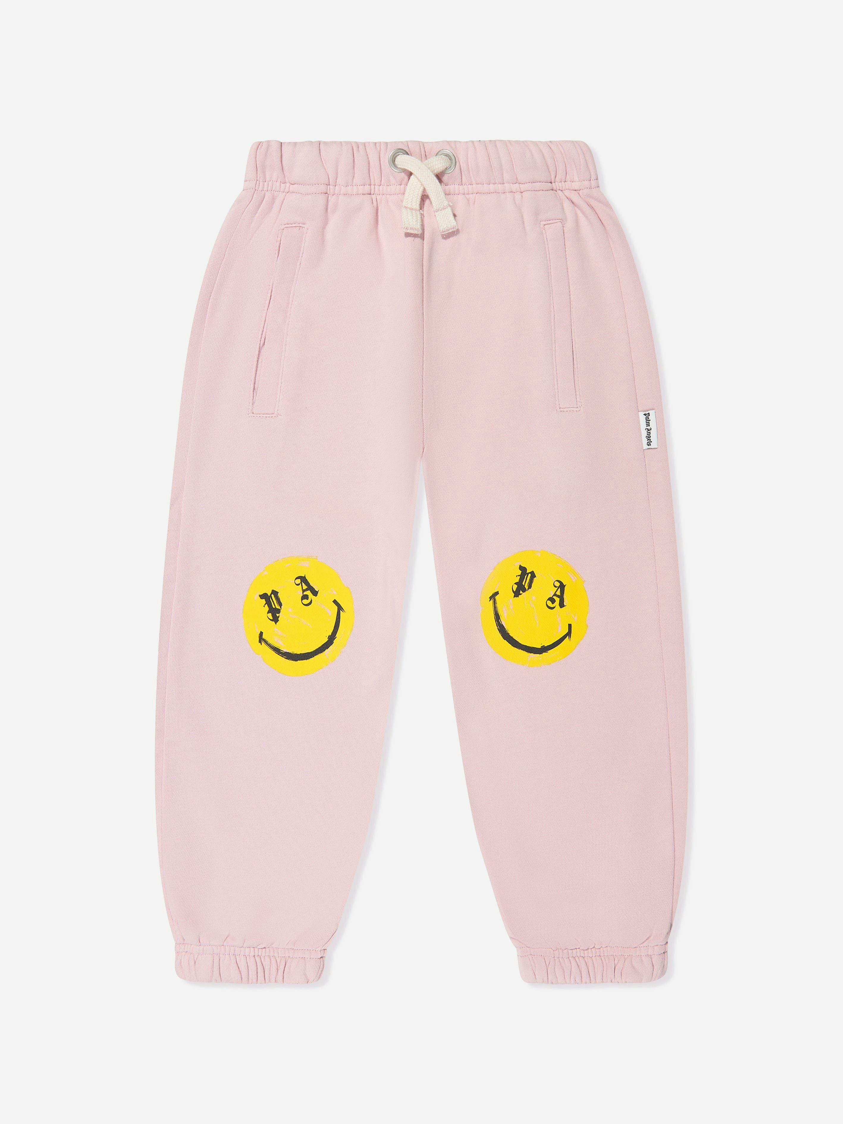 Palm Angels Girls Pink Smiley Brush Joggers In - 6 Yrs