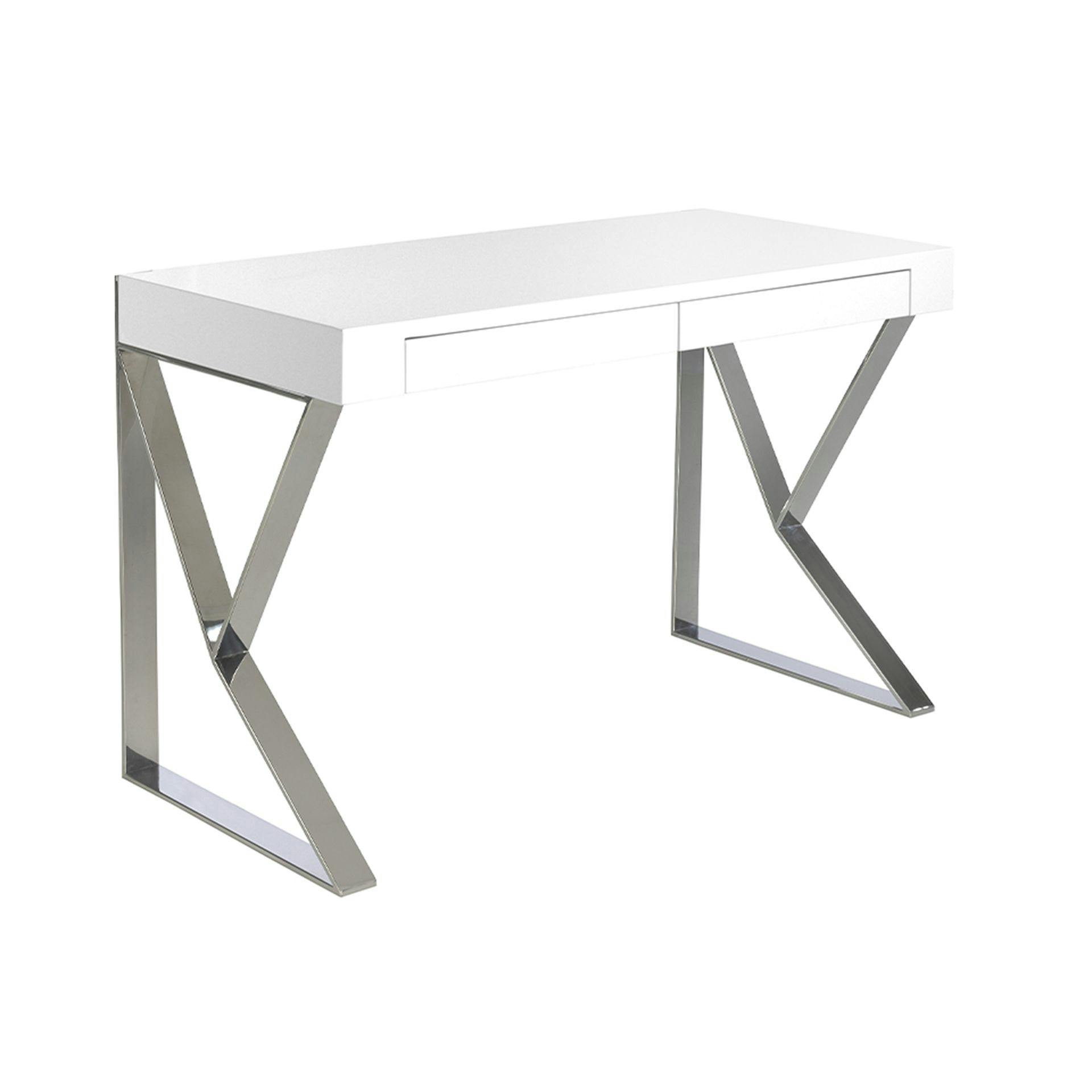 Angel Cerdá White Wood And Chromed Steel Desk 3014