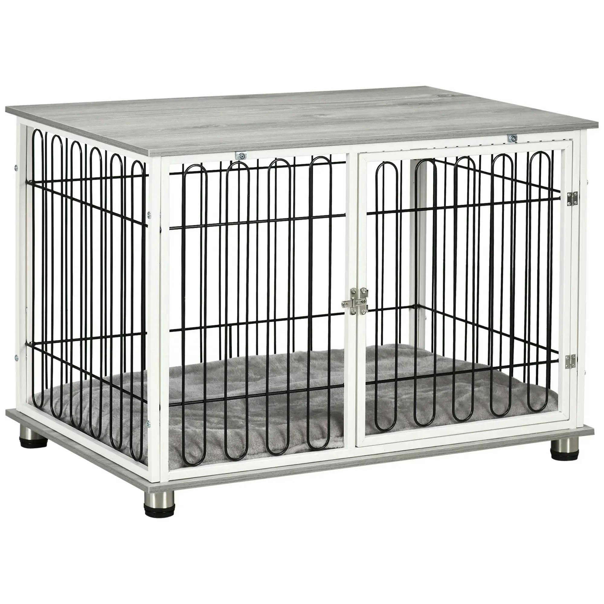 Dog Crate Furniture End Table with Soft Washable Cushion, Lockable Door - Image 7