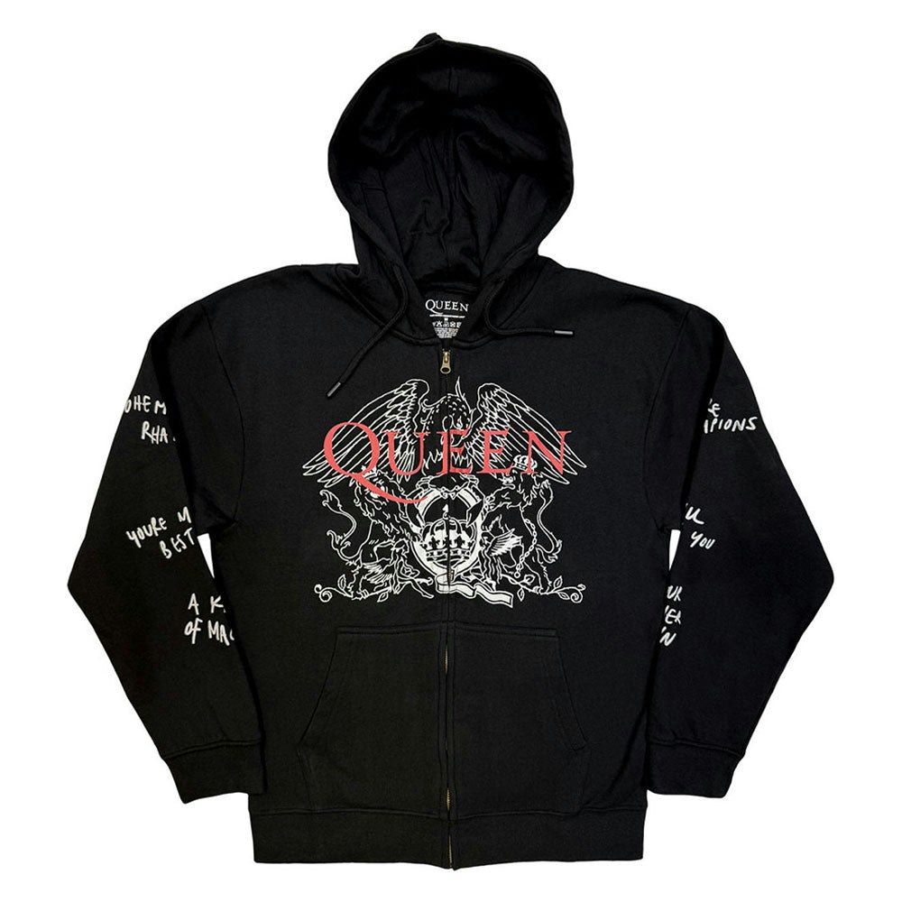 Paradiso Clothing Unisex Grey Queen Logo & Crest Outline Zipped T Shirt - Xl