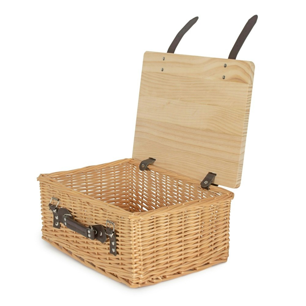 Red Hamper Buff Willow Empty Picnic Basket With Pinewood Lid - Medium
