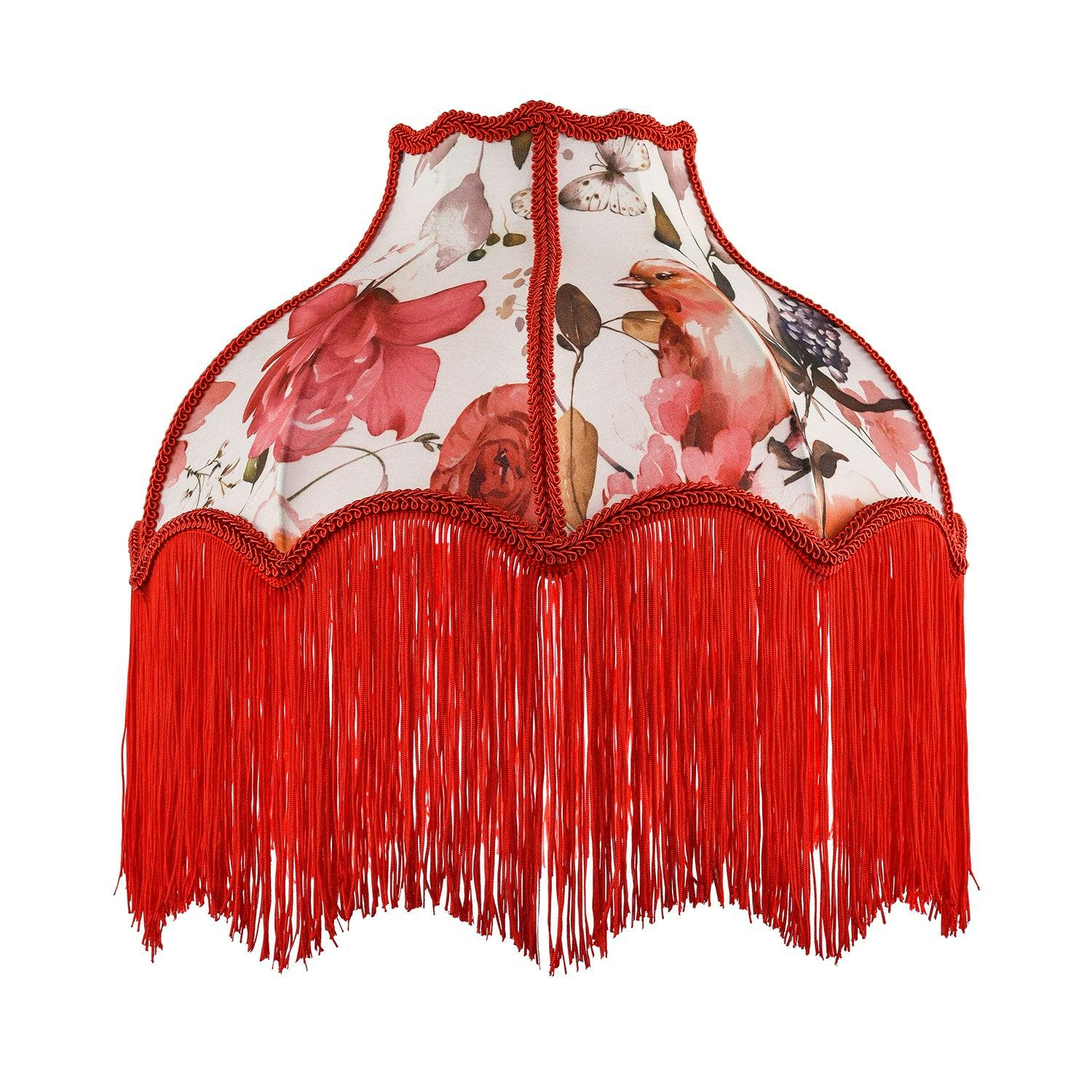 Rackhams Red Chic Robin Themed Vintage Victorian Style Cotton Fabric Lamp Shade