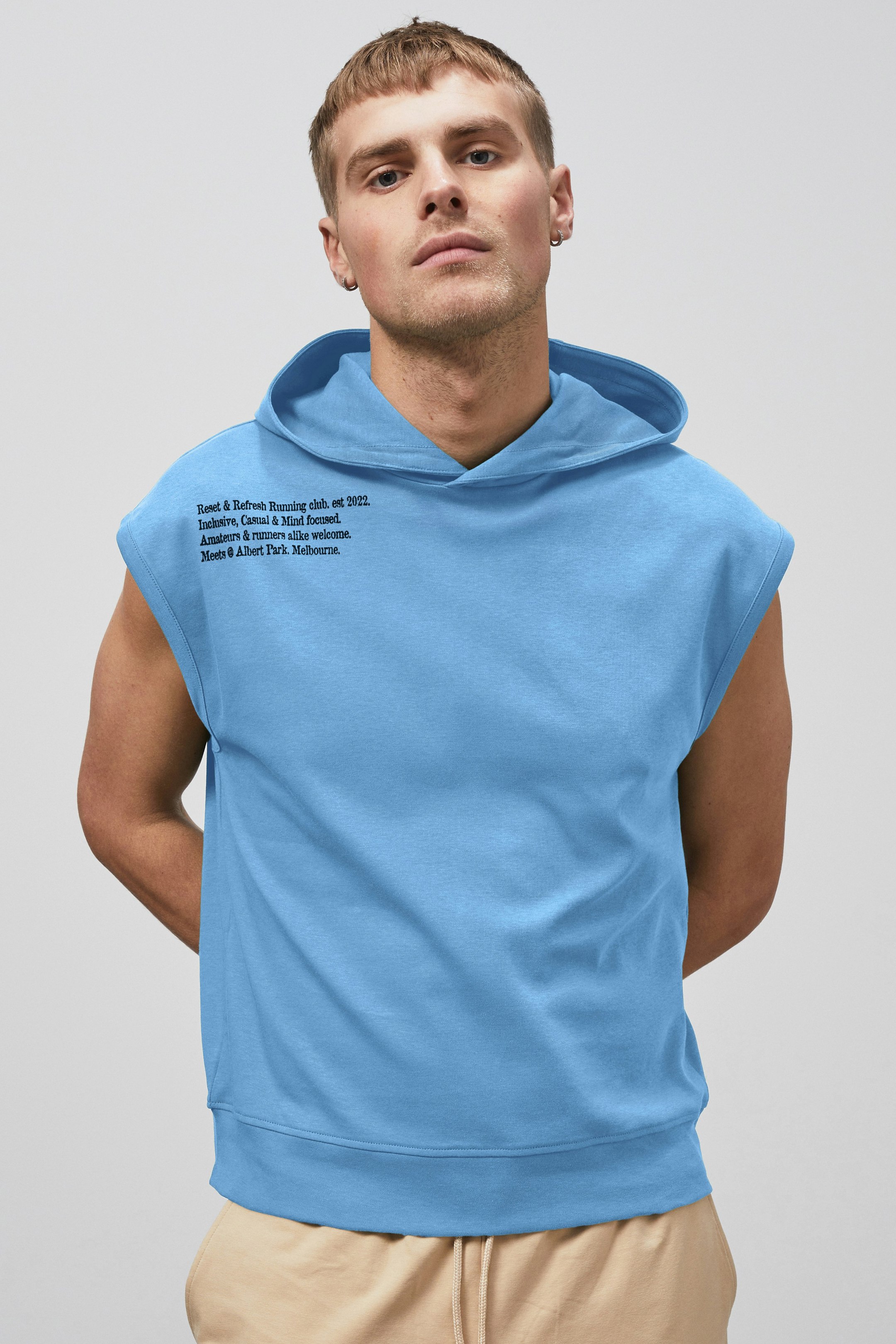 Enorsia Men's Blue Contrast Printed Hoodie - Xxl - 100% Cotton