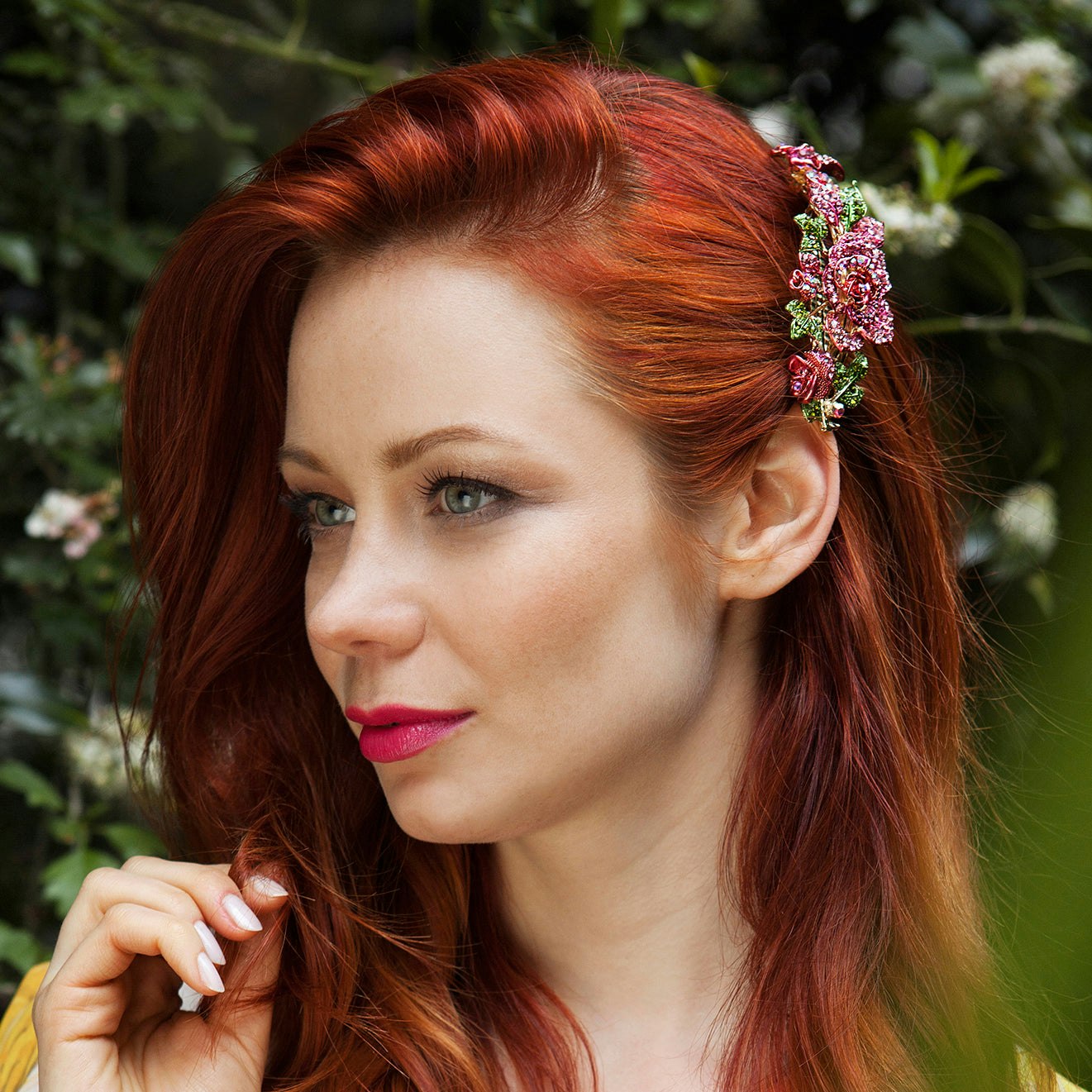Queenmee Accessories Pink Flower Hair Clip With Diamante
