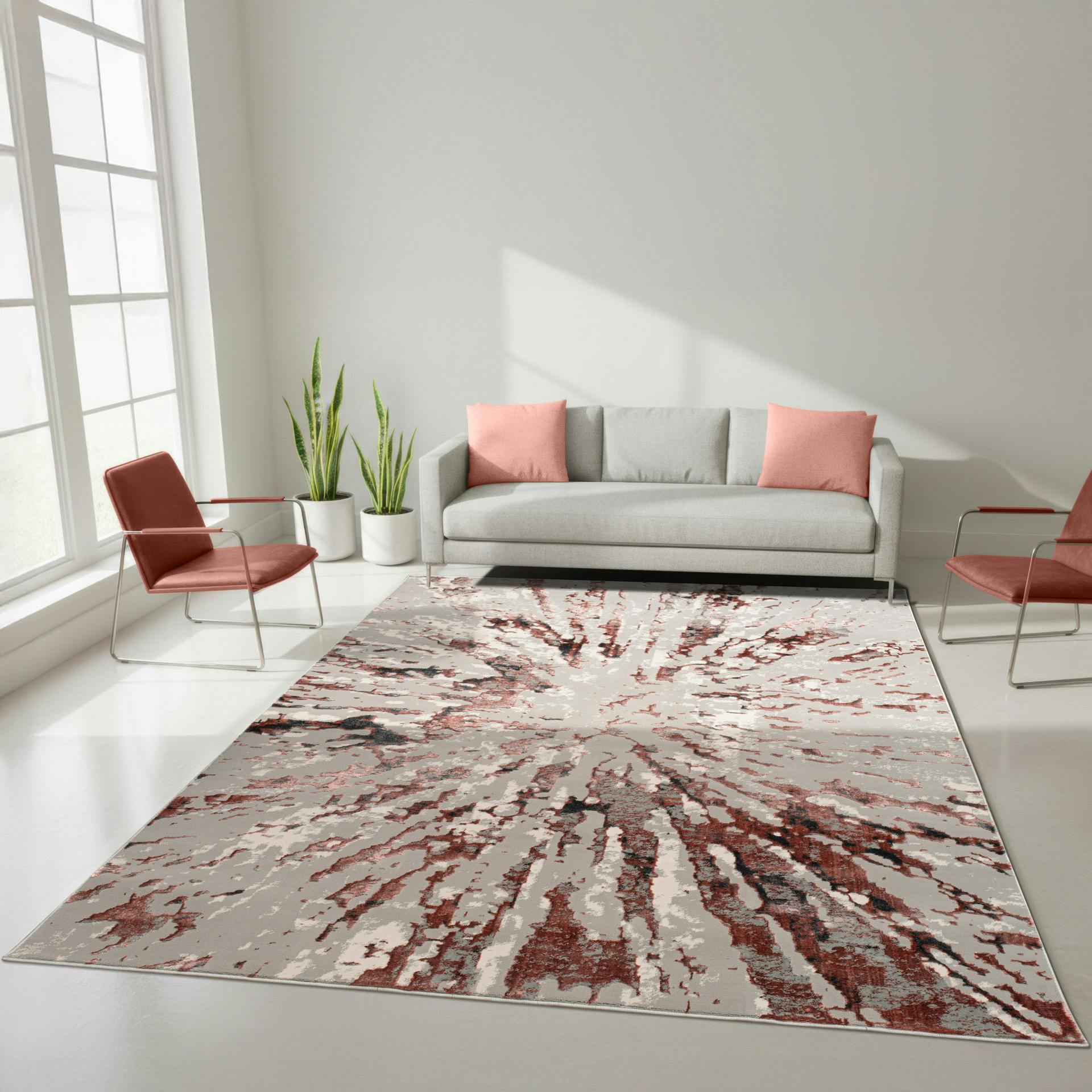 Rackhams Pink Sunset Modern Shimmer Rug - 200Cm X 290Cm (6.5Ft X 9.5Ft)