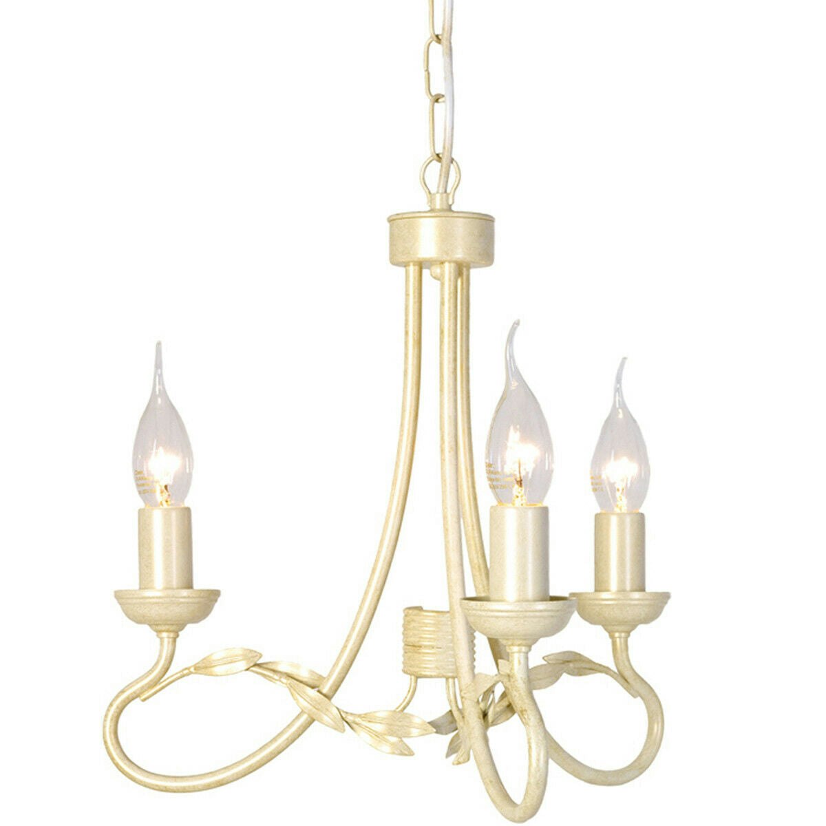 Loops Light/Ivory/Gold Bulb Chandelier Hanging Pendant Led E14 60W Bulb Size 3
