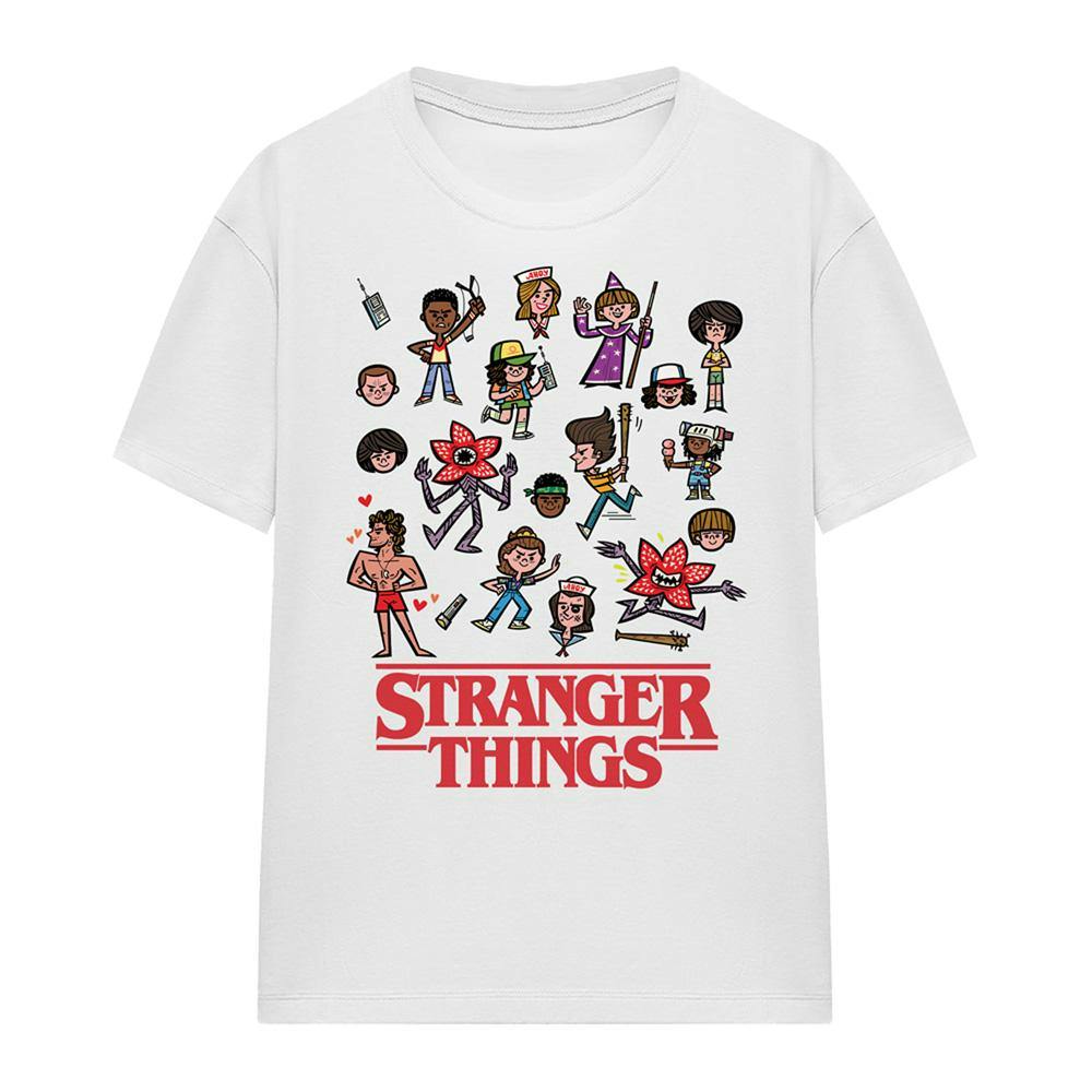 Stranger Things Women's Black Cartoon Character T-Shirt - Xxl