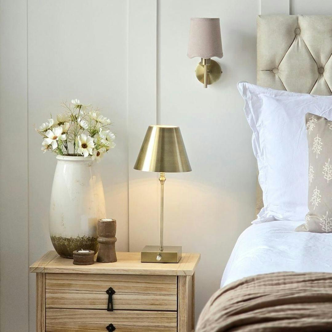 Pagazzi Lighting White/Light Lustre Antique Brass Rechargeable Table Lamp