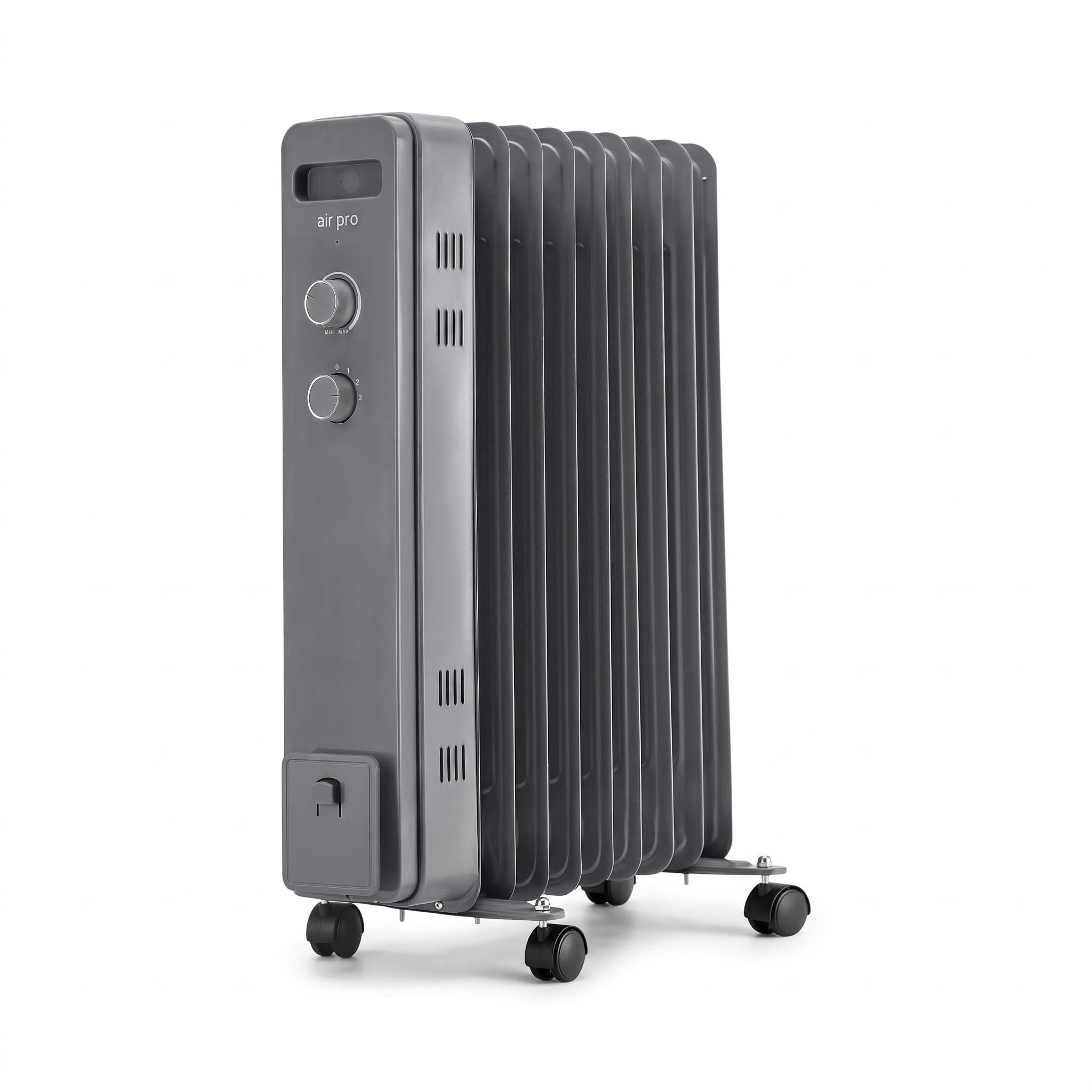 Air Pro Grey 1500W 7 Fin Oil Filled Radiator, Portable Electric Heater For 15M²