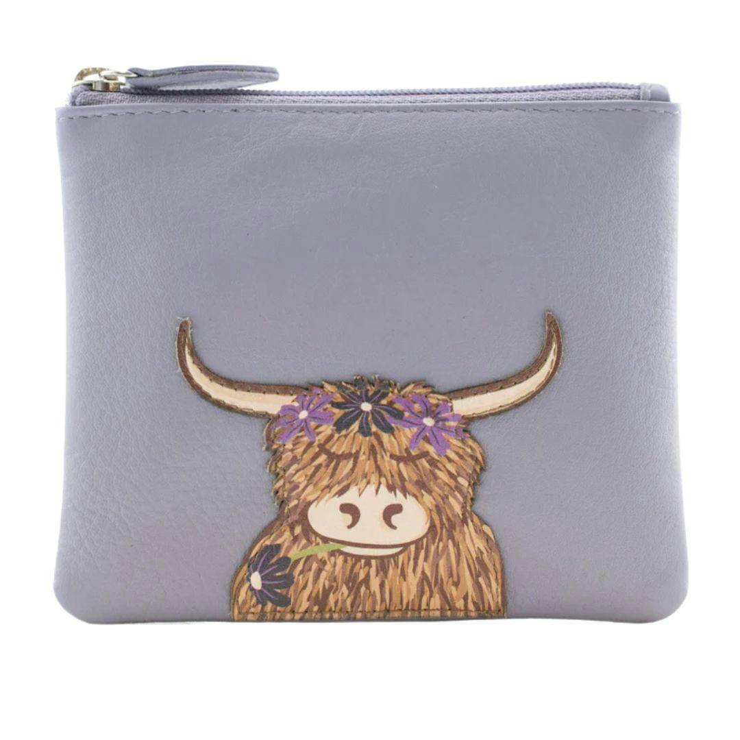 Mala Leather Lilac Bella Highland Cow Coin Purse - One Size - Leather