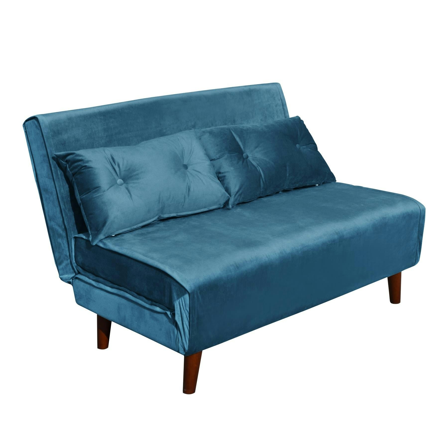 Portland 2 Seater Blue Velvet Sofa Bed - Image 5