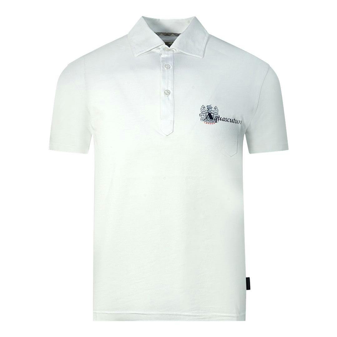 Aquascutum Unisex White Adult Aldis London Logo Polo Shirt - S