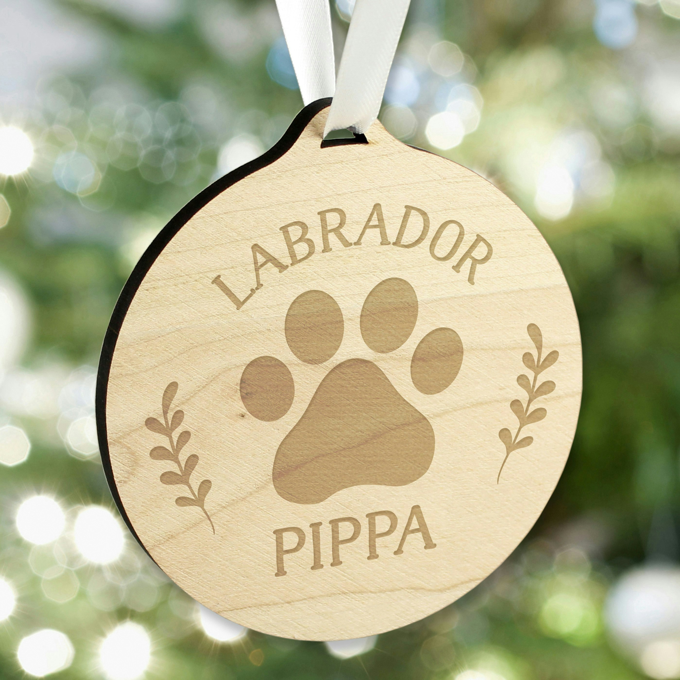 Personalised Memento Company Personalised Dog Breed Round Wooden Bauble