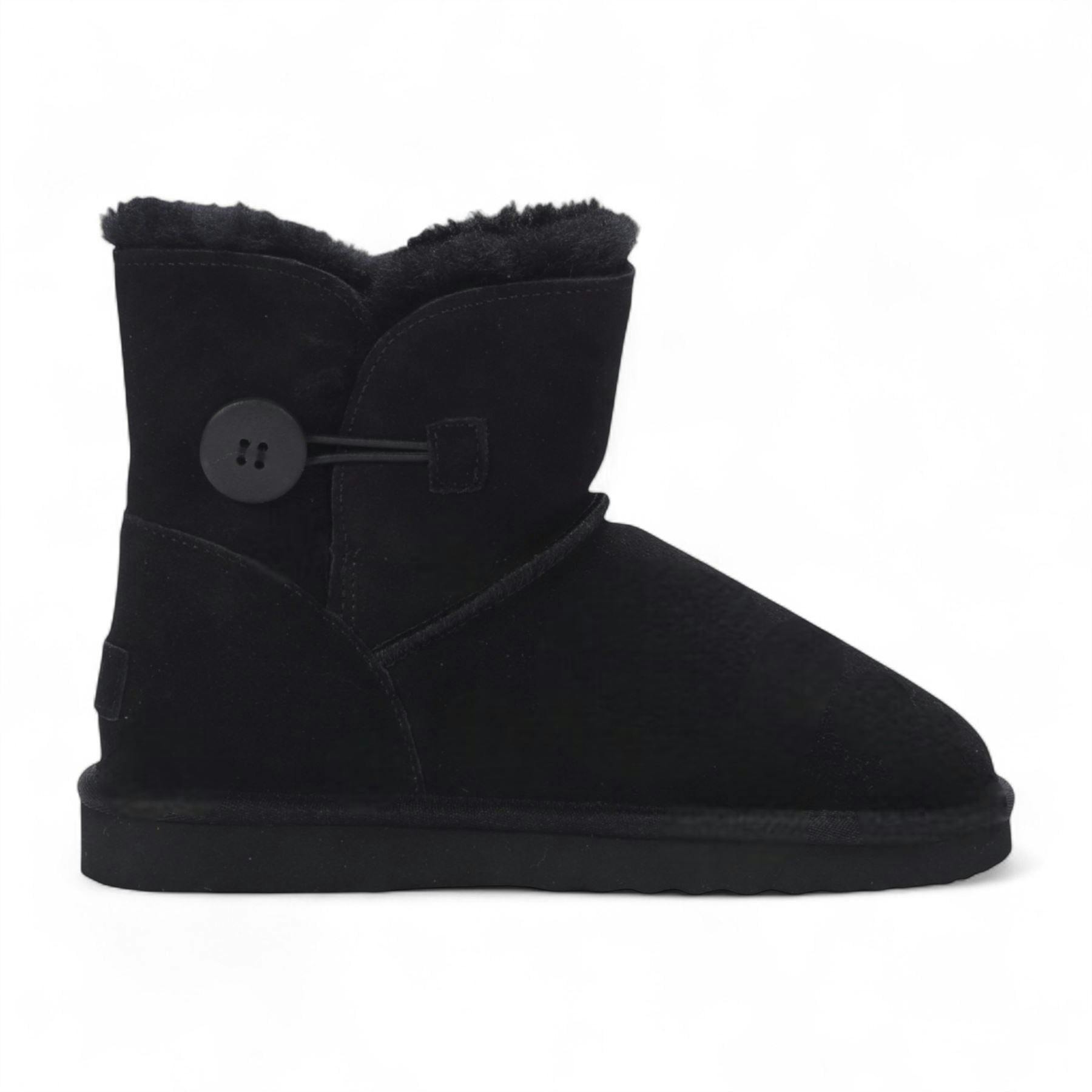 Infinity Leather Women's Black Sheepskin Suede Ankle Bootie Warm Winter Boots - Alpine - Uk 5 | Eu 38 | Us 7