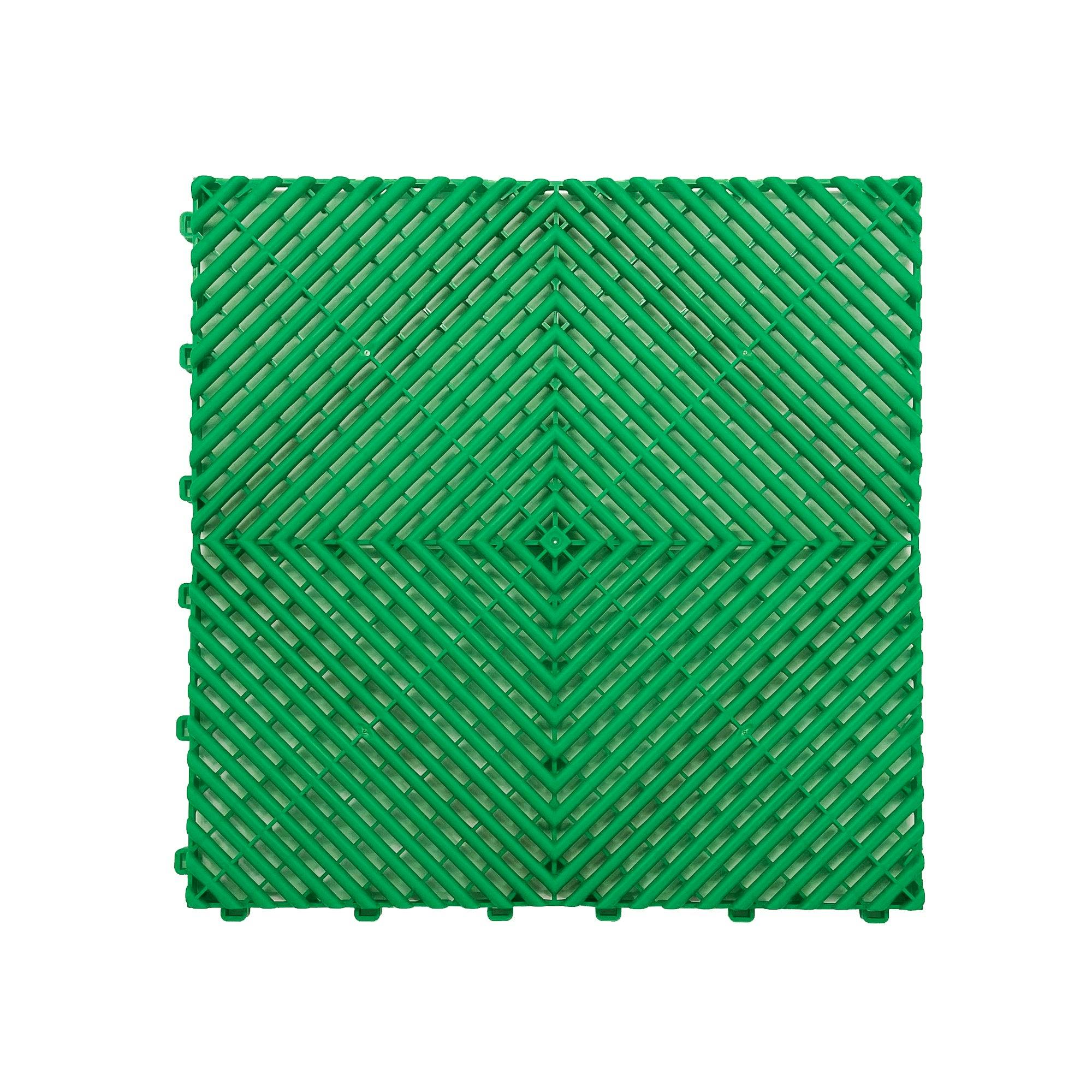 Rackhams Green Modular Interlocking Ribbed Garage Vented Floor Tiles