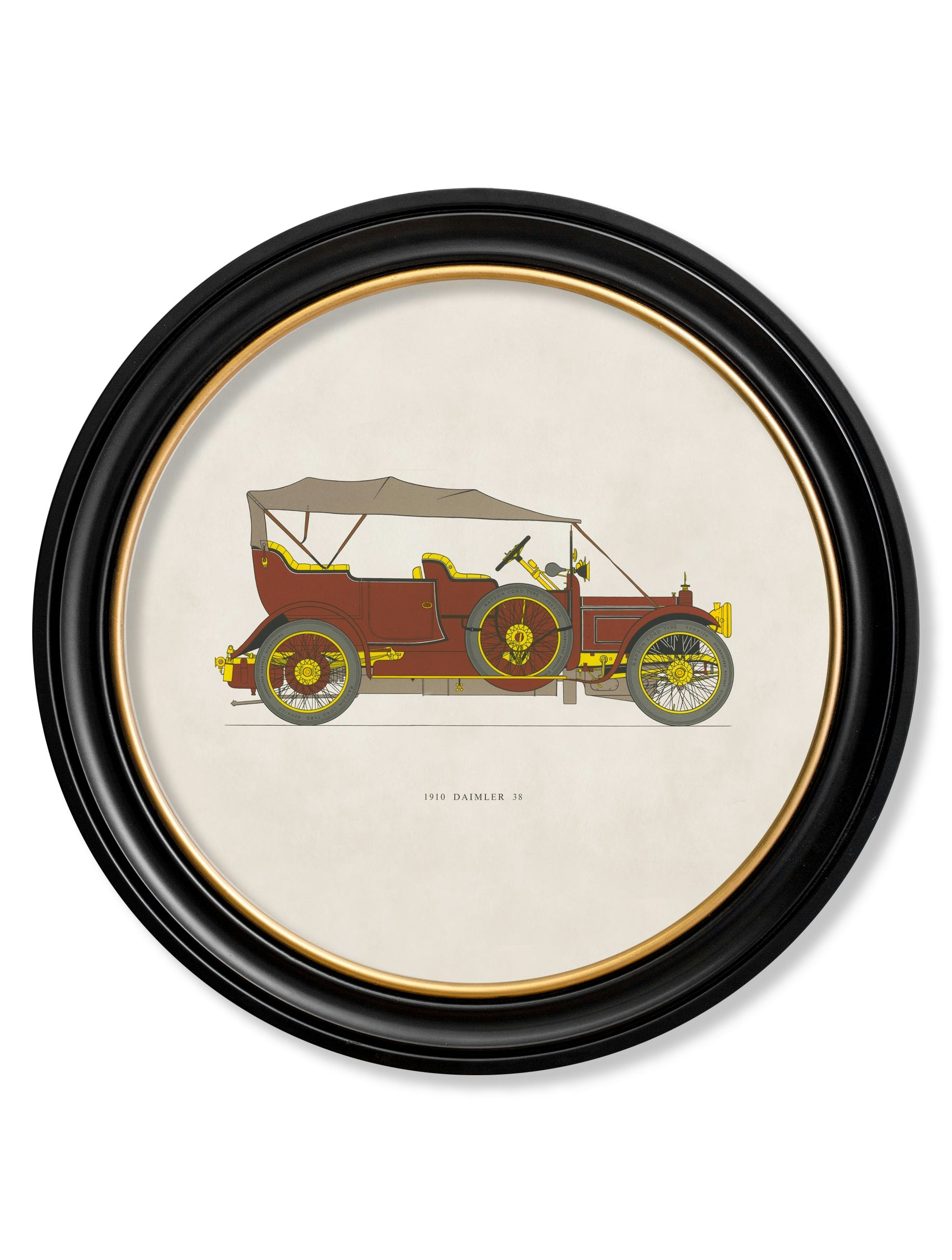 Rackhams 1910 Daimler 38 In Round Frame - 70 X 70Cm - Oxford Round