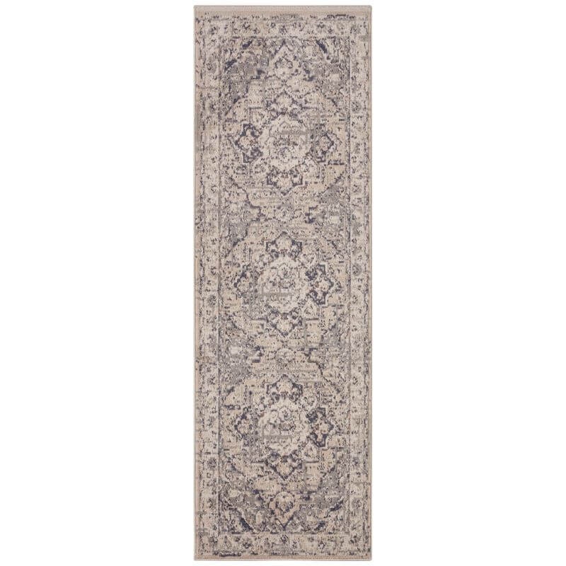 The Rugs Cream/Grey Terrain Designer Shortpile Rug - 80X200 Cm