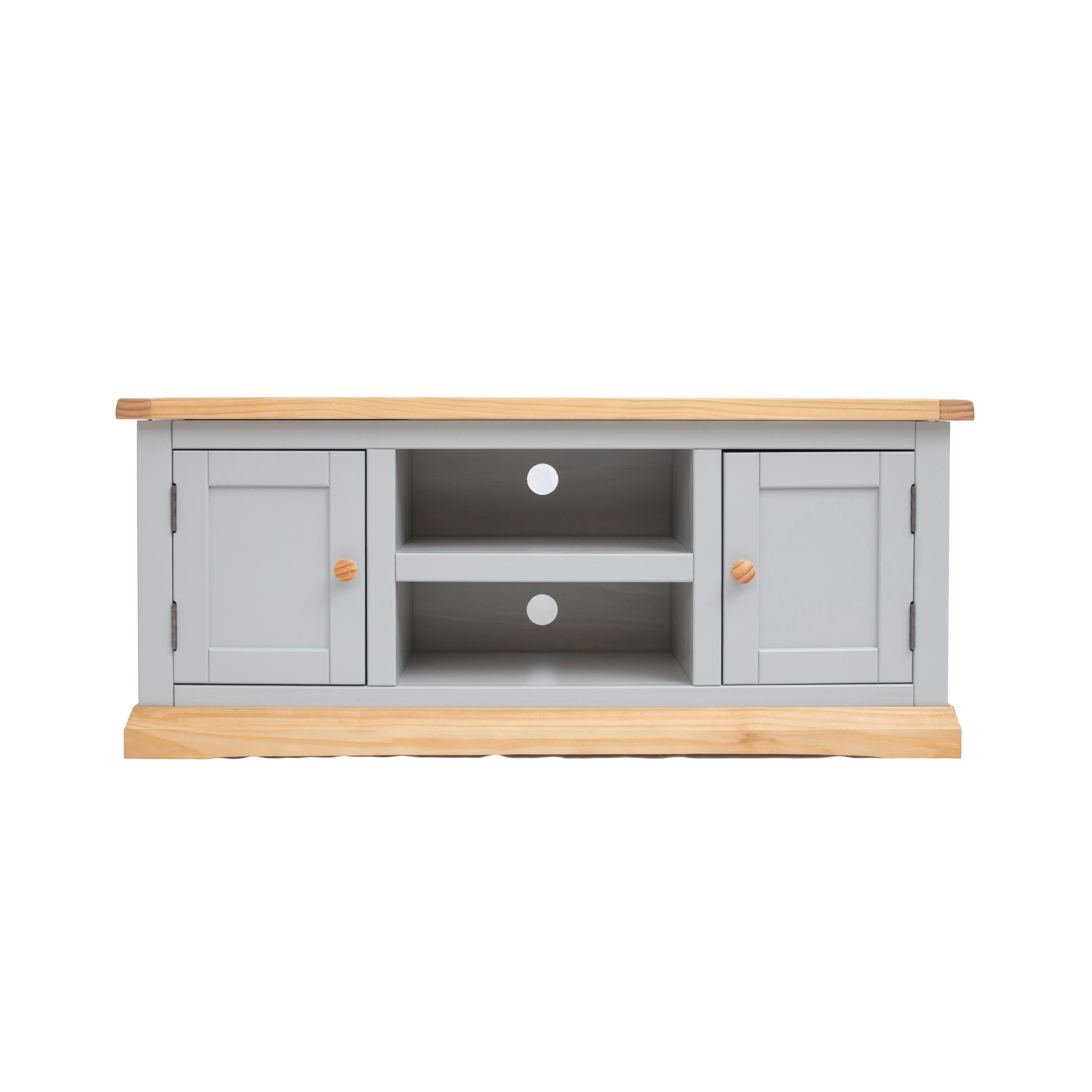 Rackhams Light/Grey Bomporto 2 Door Tv Cabinet Wood Knob