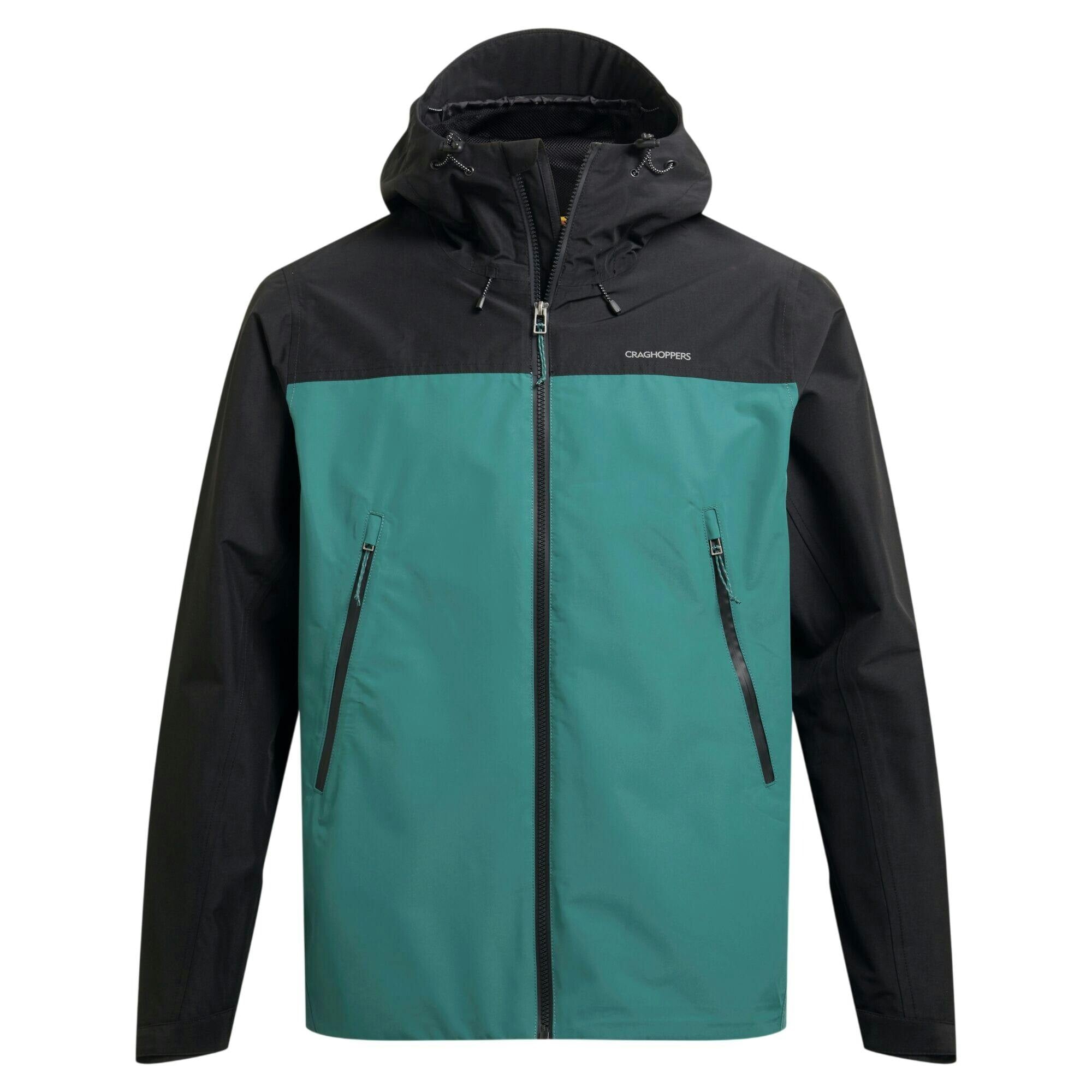 Craghoppers Men's Black/Green Vanth Waterproof Jacket - /Mosaic - S - /Mosaic - 100% Polyester