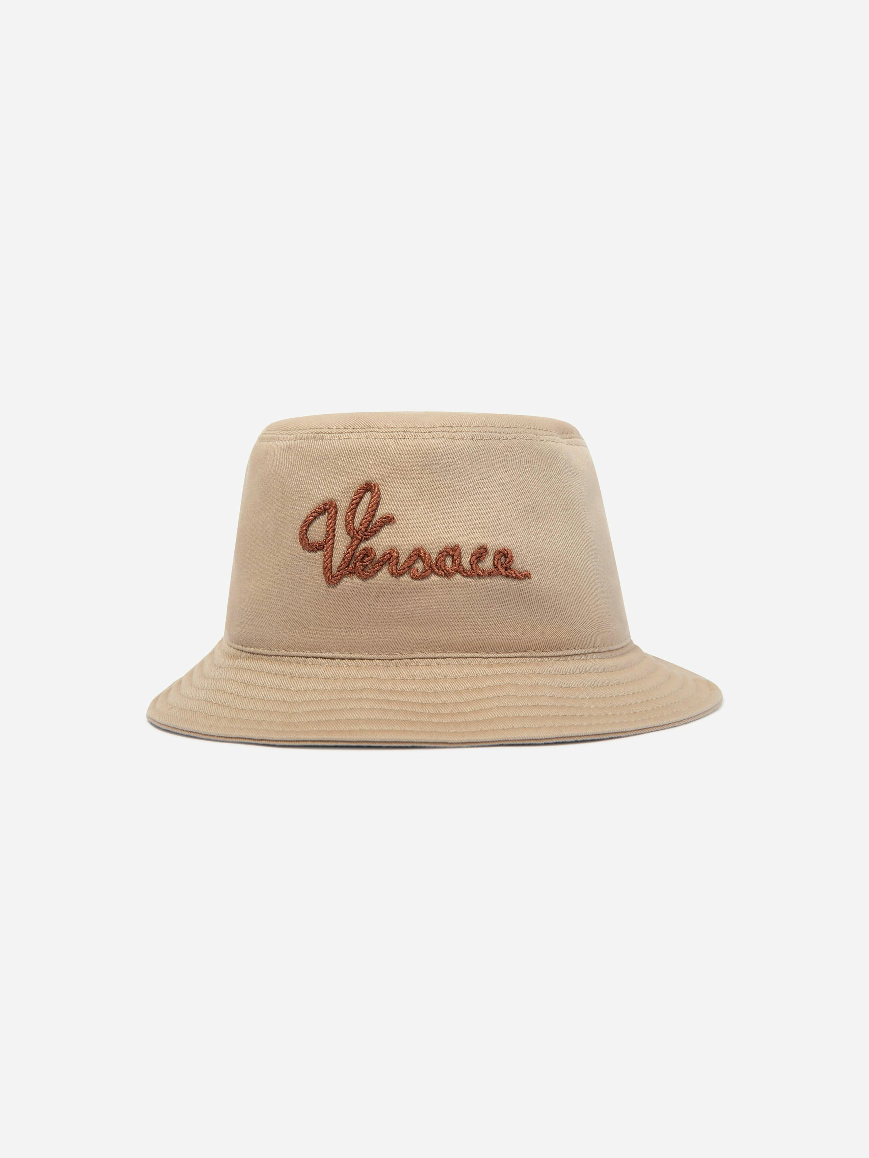 Versace Unisex Kids Beige Kids Logo Bucket Hat In - S 6 - 8 Yrs