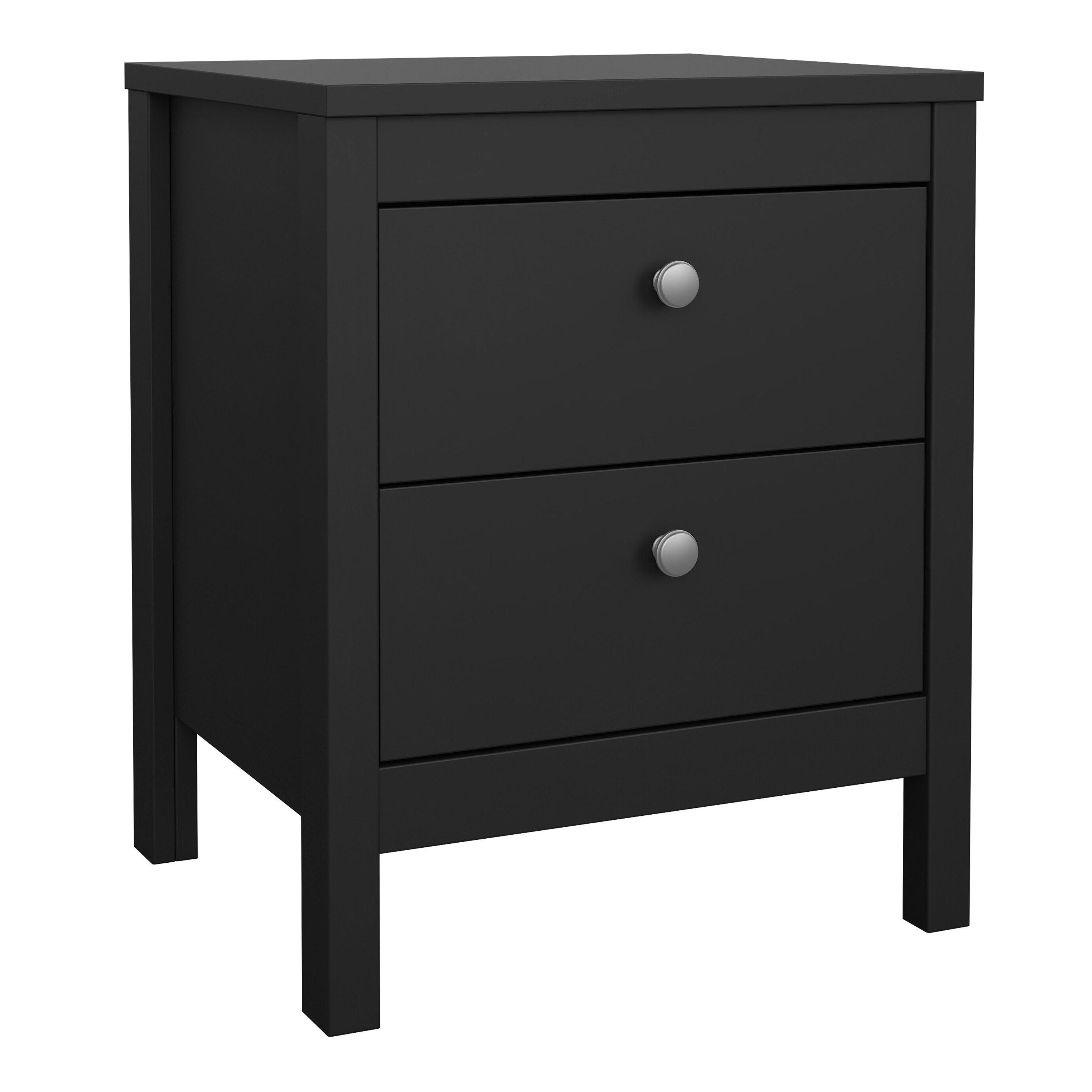 Rackhams Black Madrid Bedside Table 2 Drawers In Matt - Manufactured Wood - 1