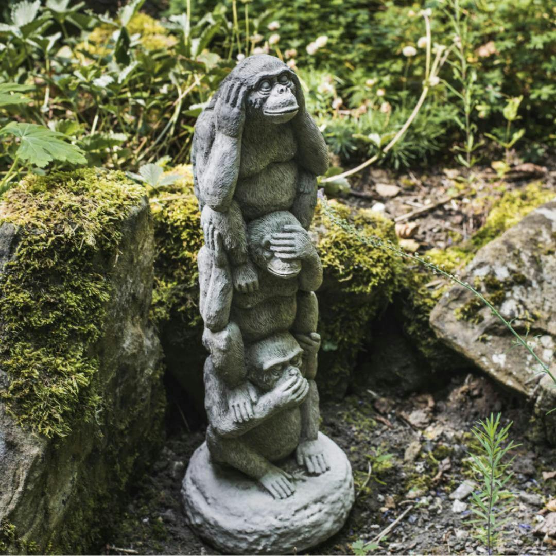 Osn Light Stack Of 3 Wise Monkeys Garden Ornament