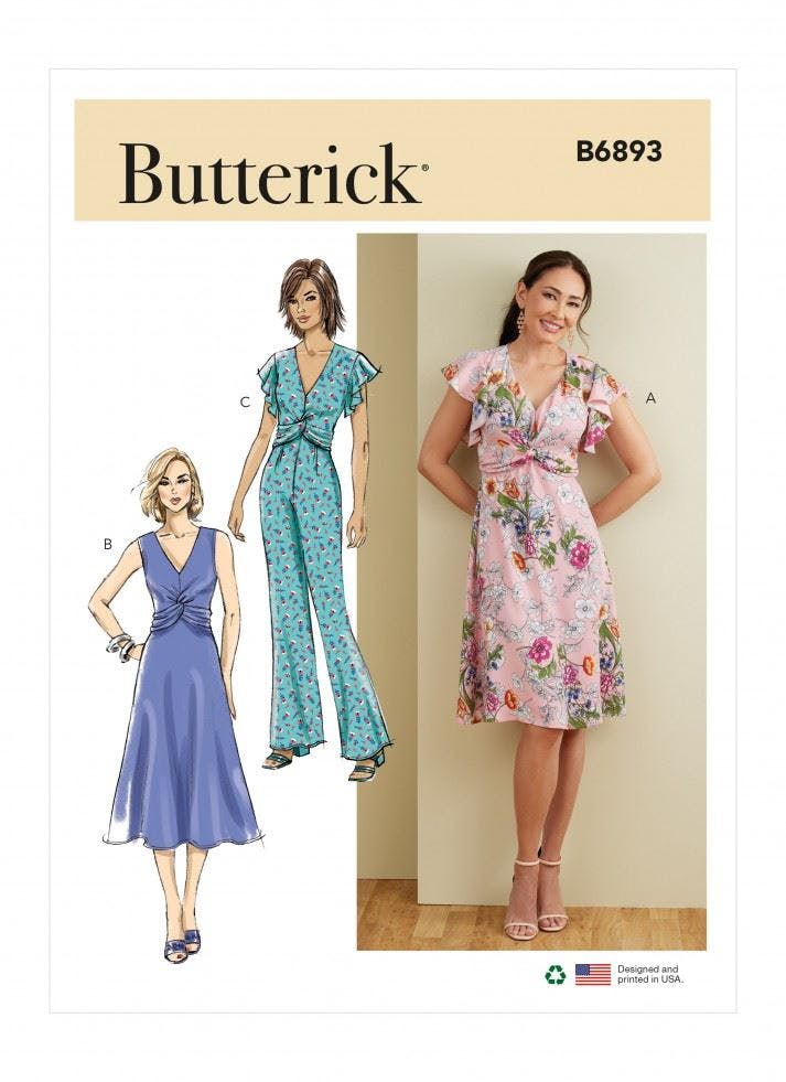 Butterick Women's Sewing Pattern 6893, Dresses, Jumpsuits For A5 (6-8-10-12-14) - Intermediate - F5 (16-18-20-22-24)