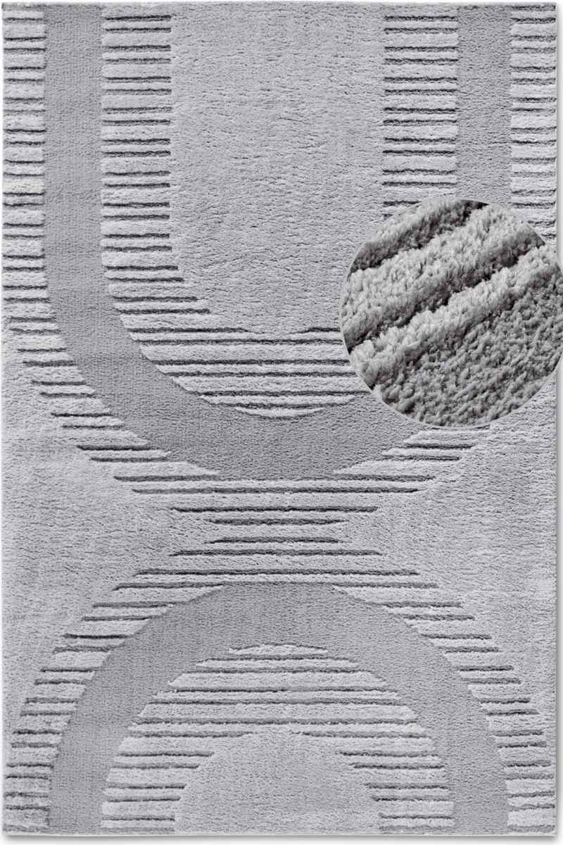 Rackhams Grey High Pile – Soft Geometric Shaggy Rug - 120X170 Cm