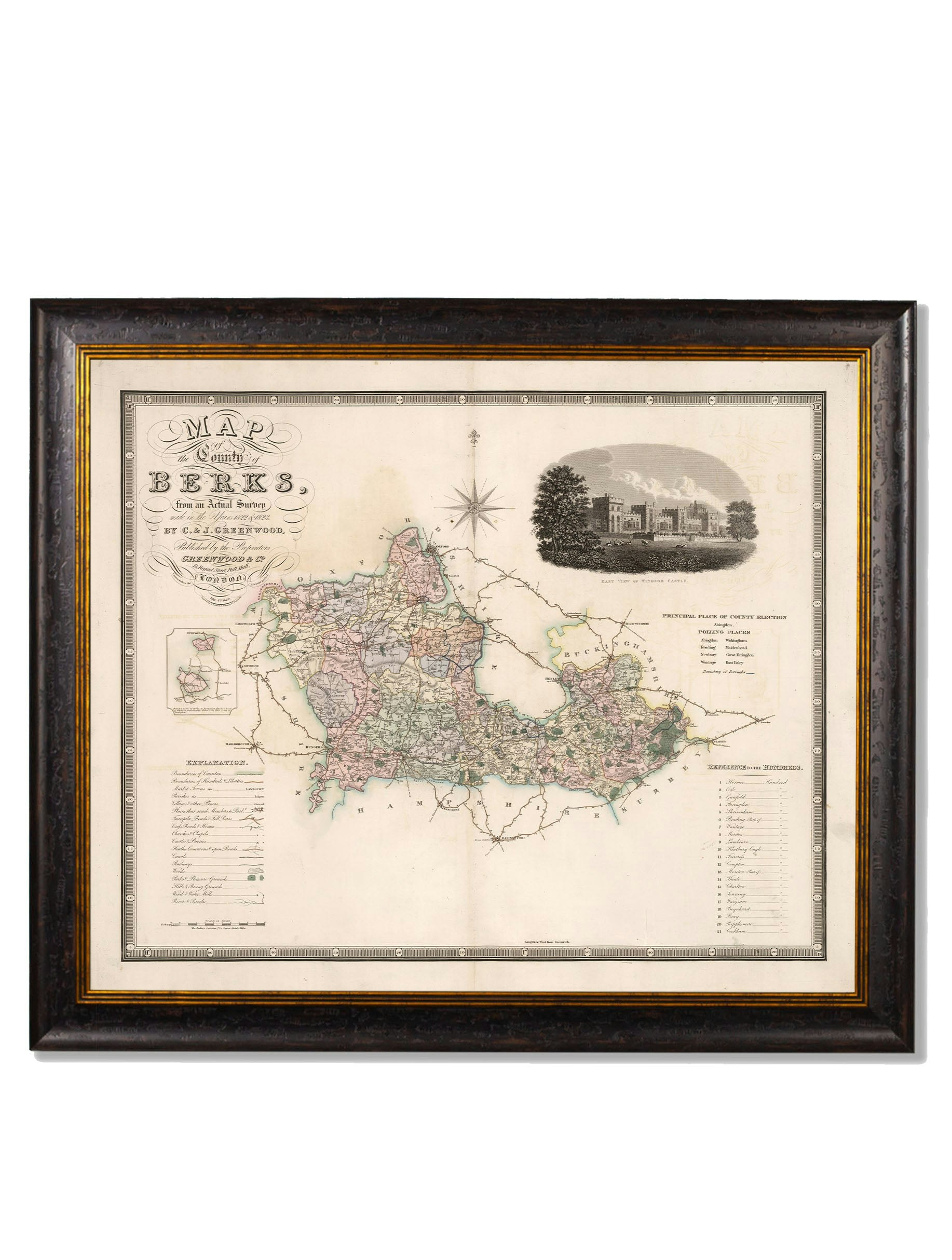 Rackhams Black C.1830 County Maps Of England - 70 X 84Cm - Berkshire
