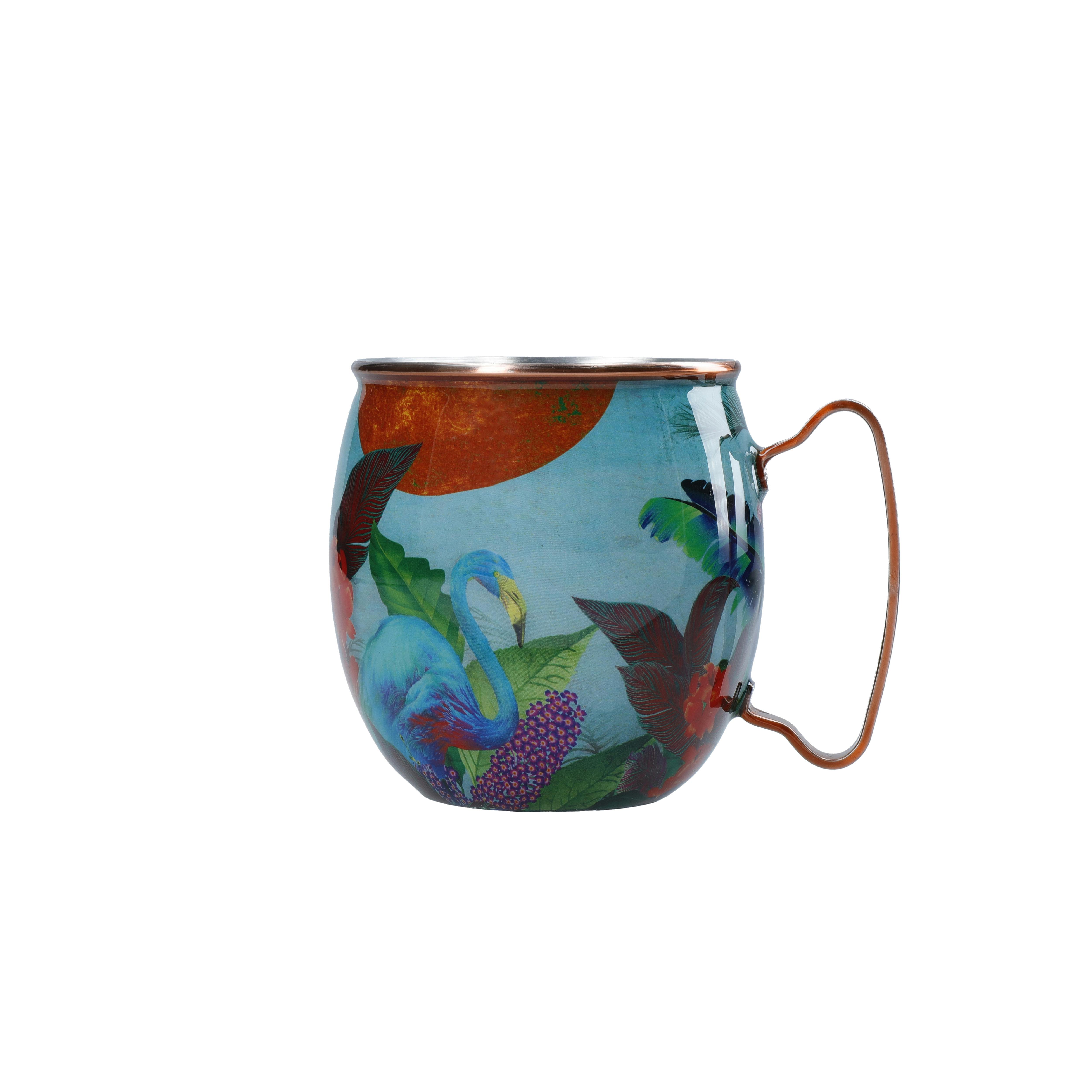 Rackhams Gold X Sarah Arnett Stainless Steel Moscow Mule Mug, 450Ml, Flamingo - Multicolour - Metal - Mug