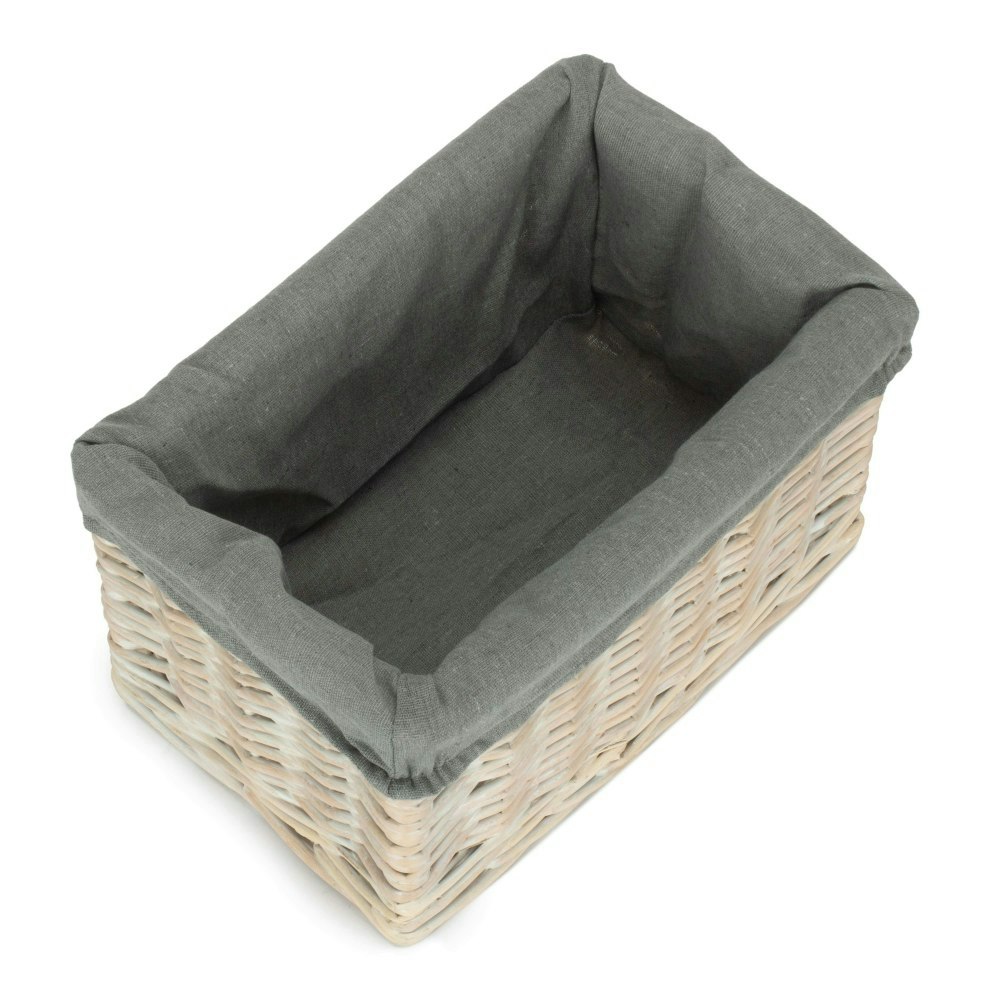 Red Hamper Red/Grey Hamper Whitewash Lined Open Wicker Storage Basket - Small