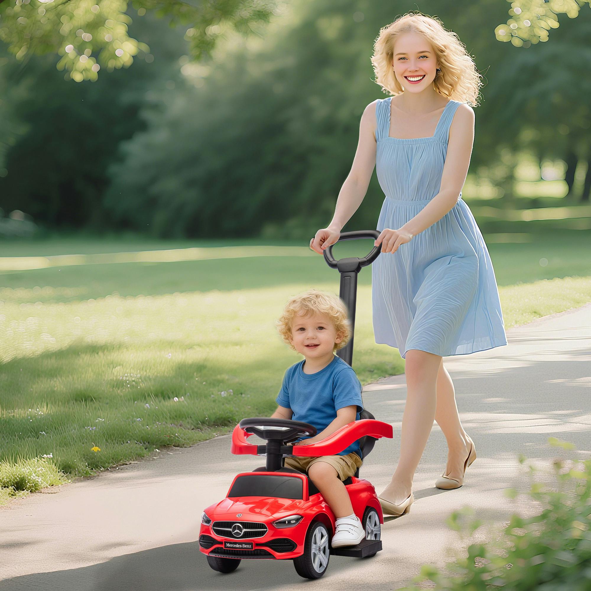 Aiyaplay Red 2 In 1 Baby Ride On Push Car Mercedes-Benz C-Class Licensed